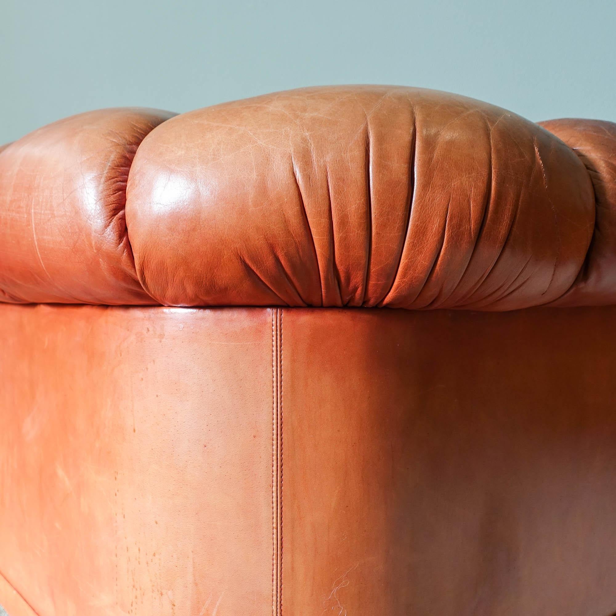 Leather Chesterfield style leather sofa by Hans Kaufeld, 1960's