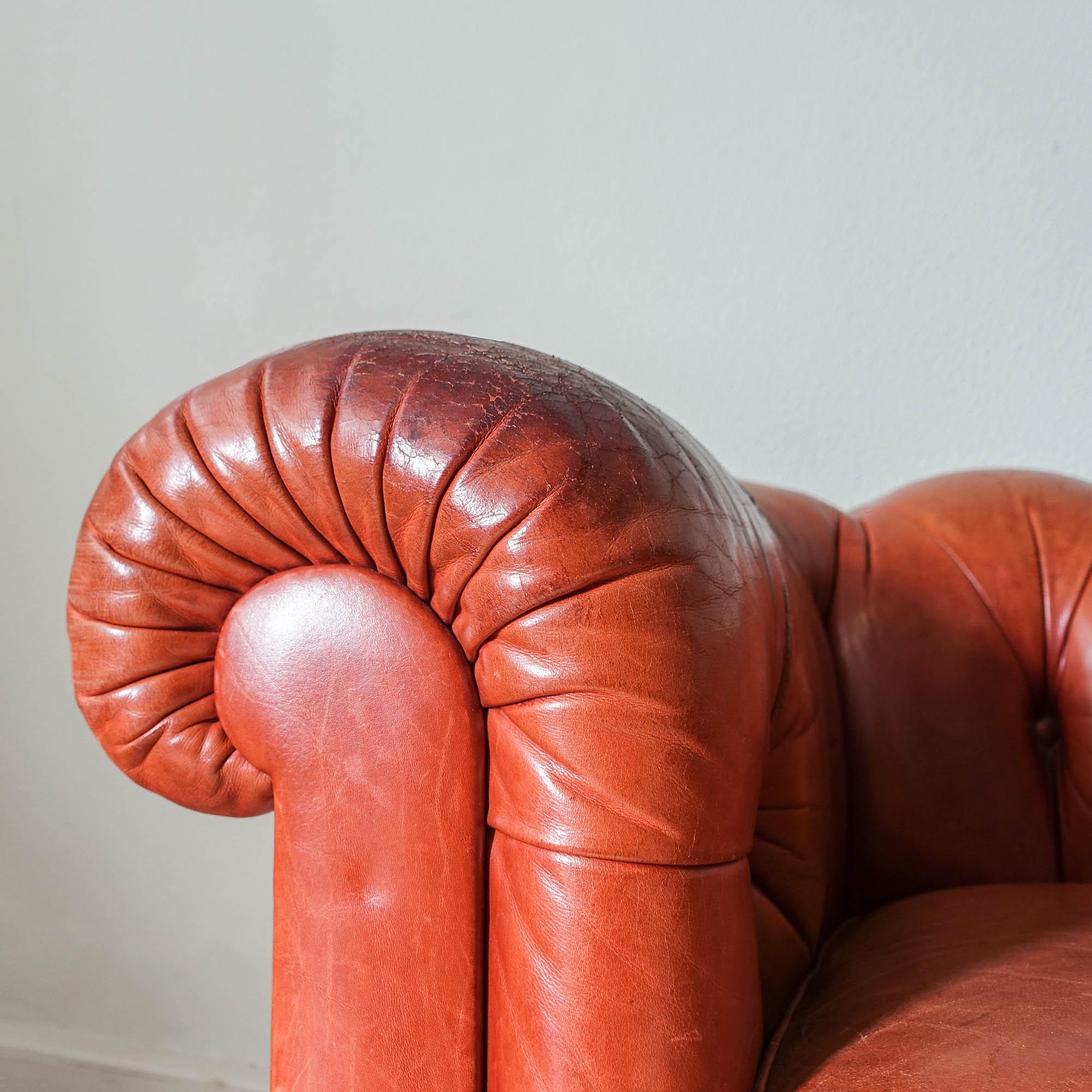 Chesterfield style leather sofa by Hans Kaufeld, 1960's 2
