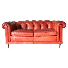 Chesterfield style leather sofa by Hans Kaufeld, 1960's