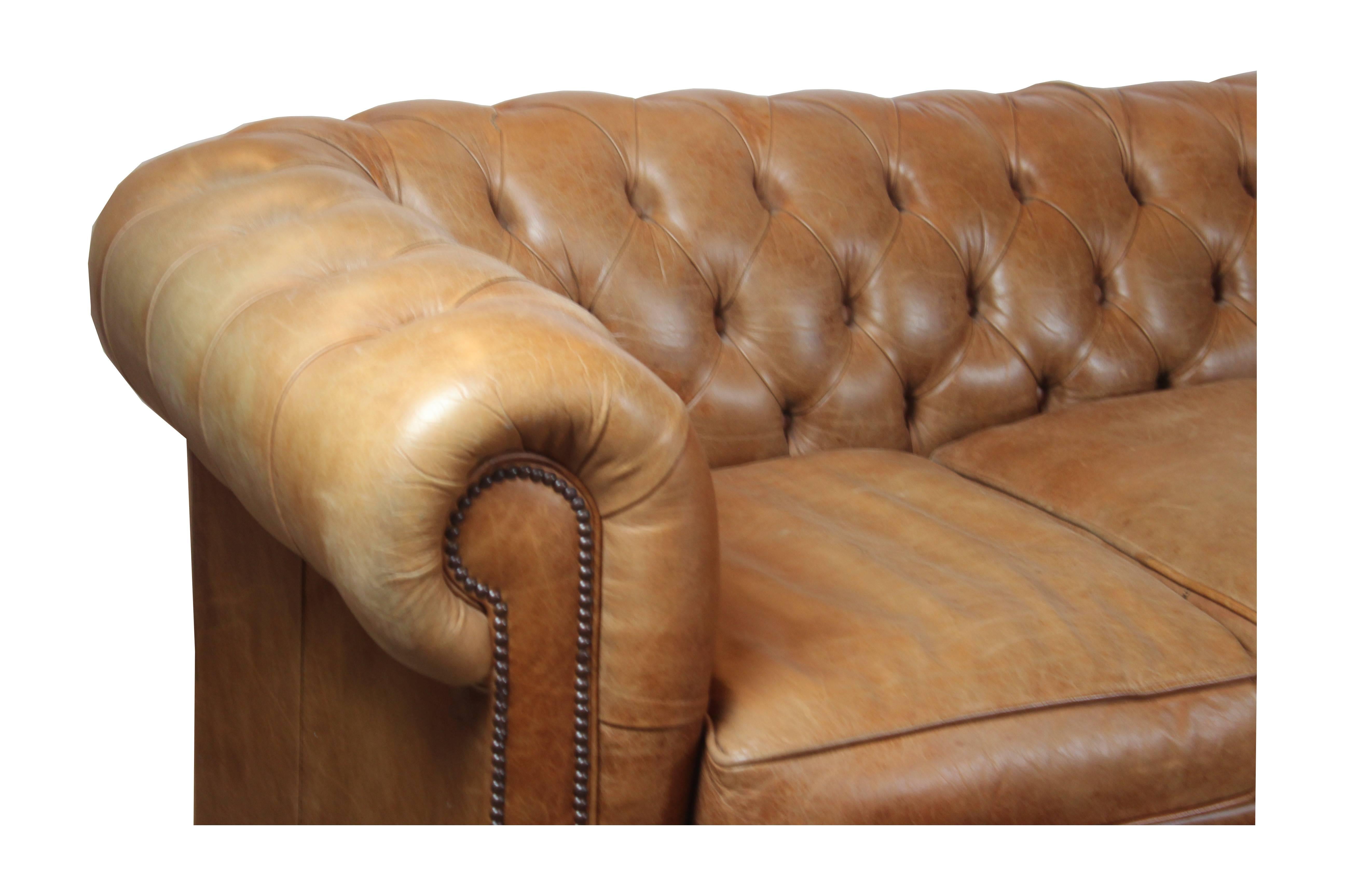 English Chesterfield Style Leather Sofa