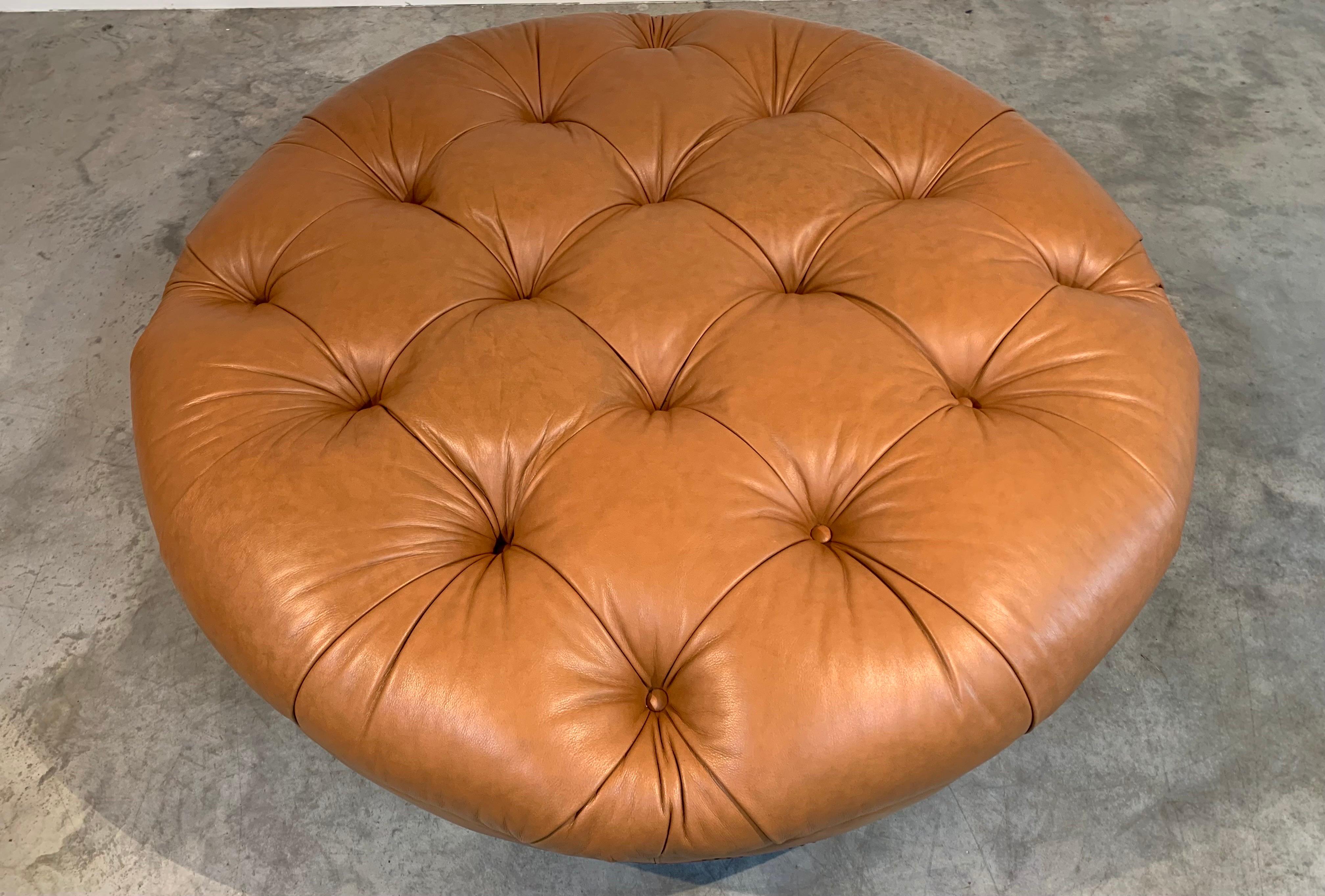 American Chesterfield Style Leather Tufted Cocktail Ottoman By Pearson 