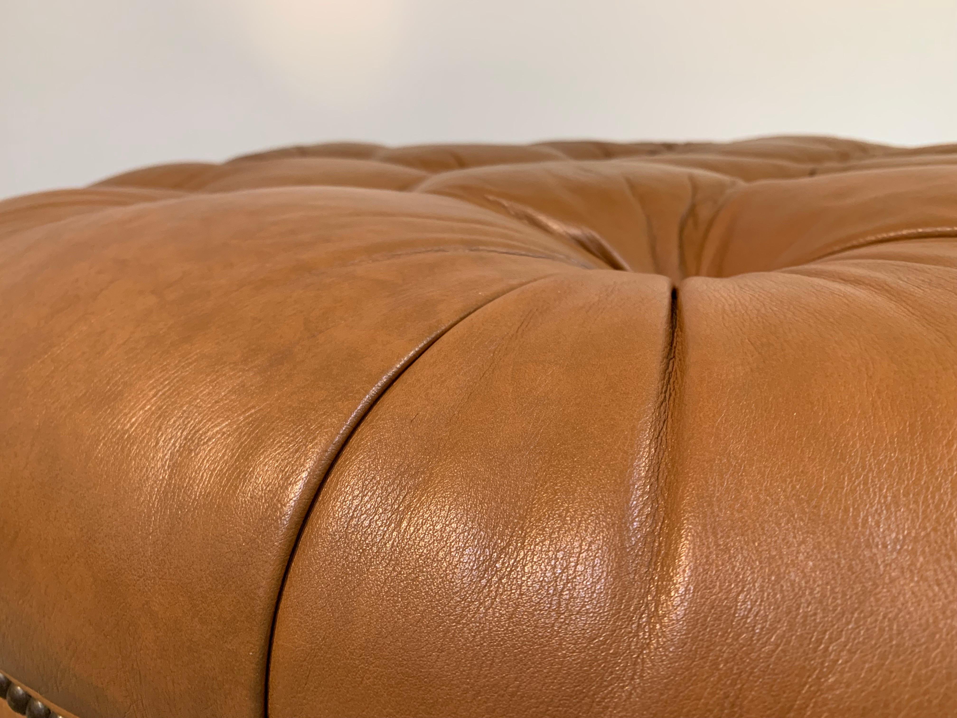 Contemporary Chesterfield Style Leather Tufted Cocktail Ottoman By Pearson 