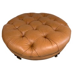 Chesterfield Style Leather Tufted Cocktail Ottoman By Pearson