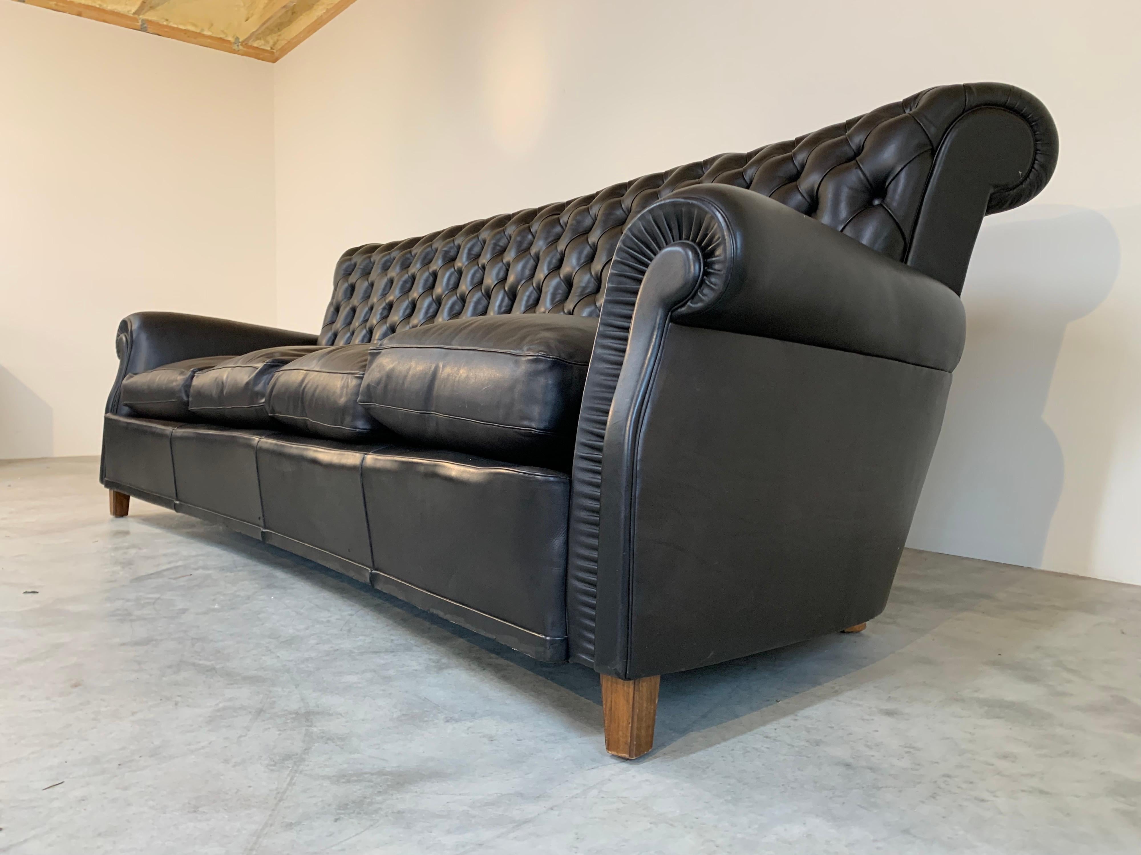 Italian Chesterfield Style Tufted Leather Sofa by Poltrona Frau, Italy, 1967