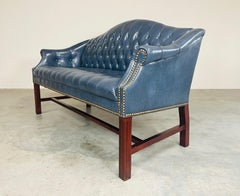 Chesterfield Style Tufted Vegan Leather Camel Back Loveseat Sofa