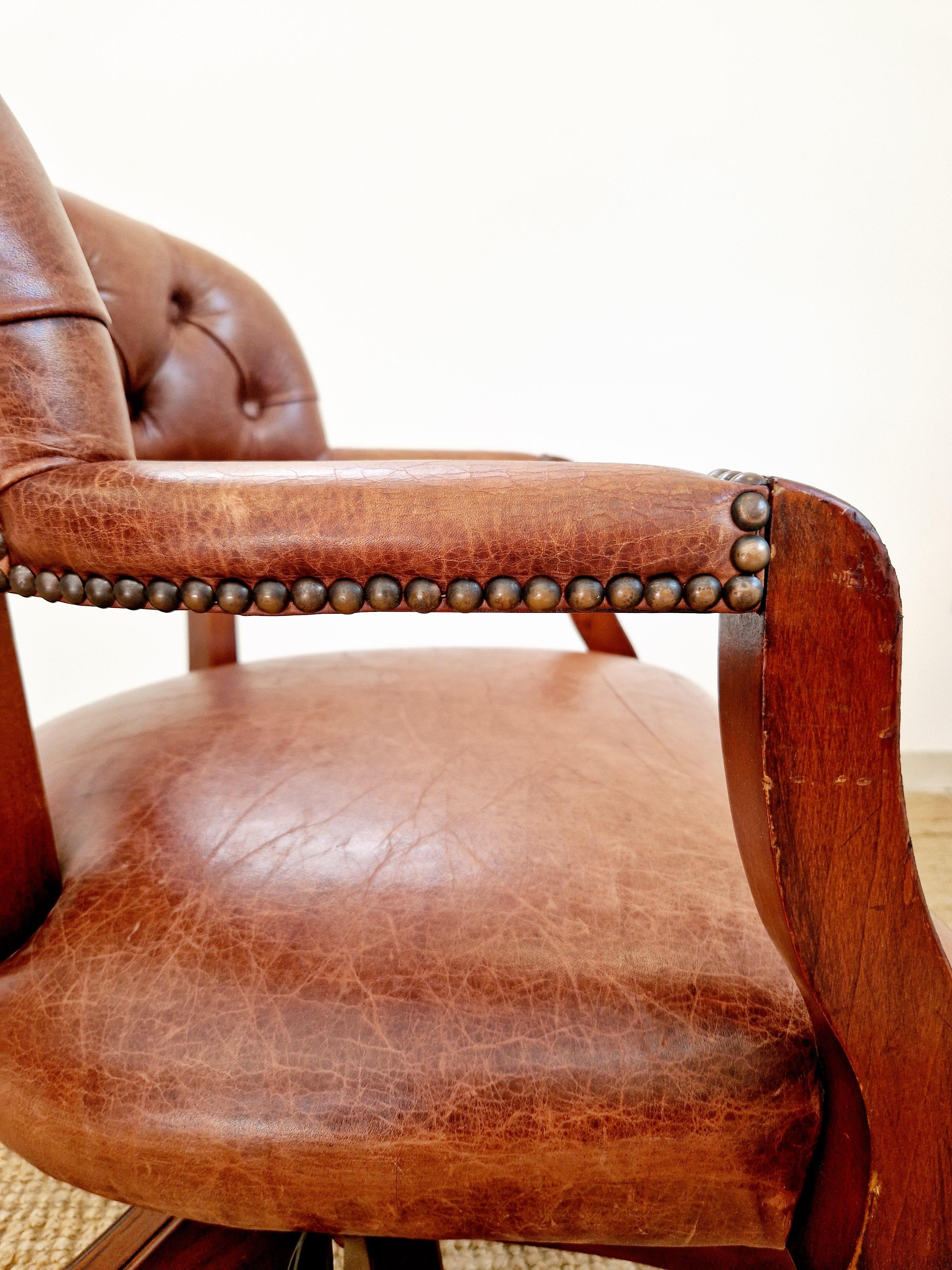Chesterfield Style Wade Leather Office Chair For Sale 6