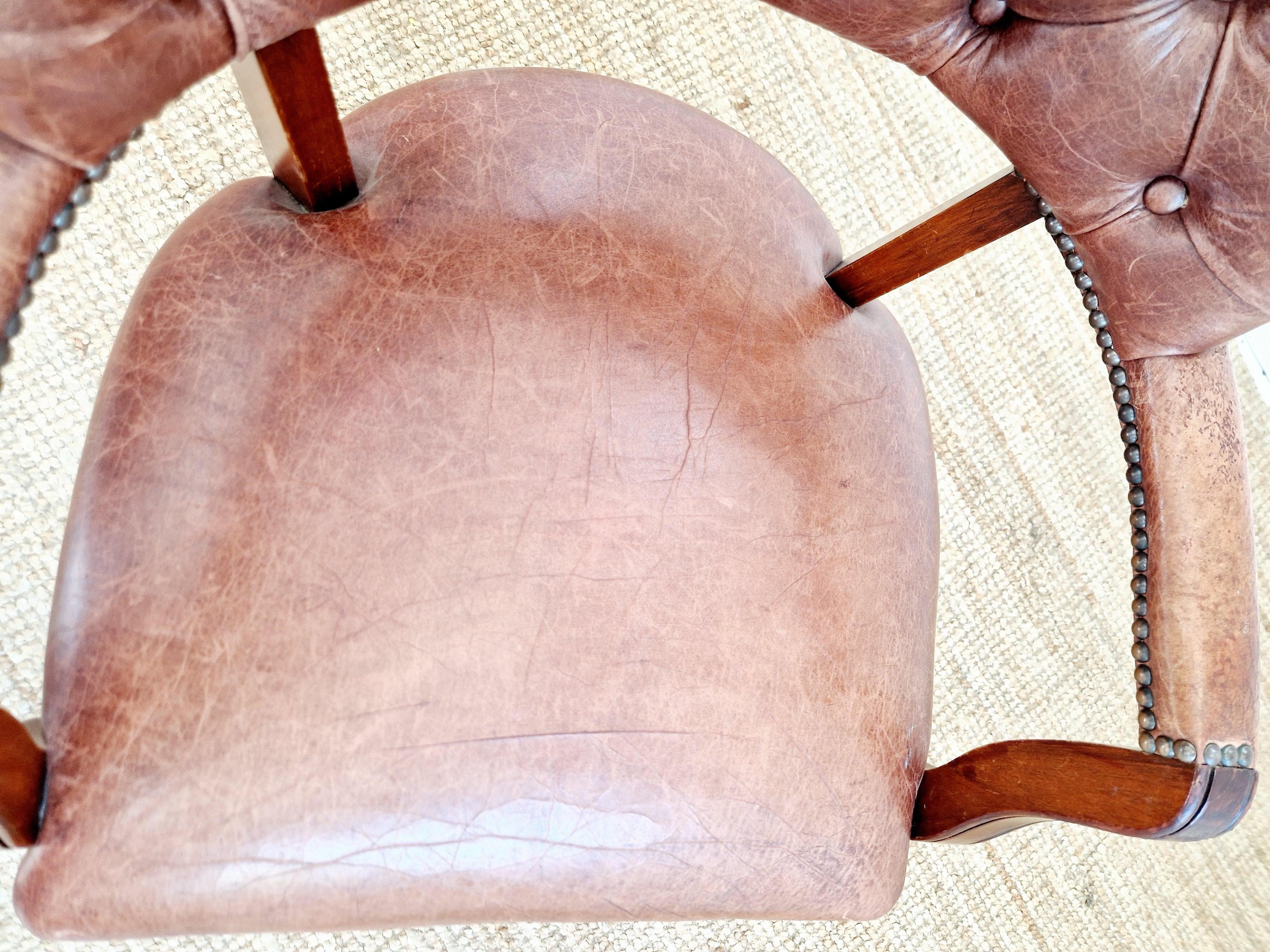 Chesterfield Style Wade Leather Office Chair For Sale 8