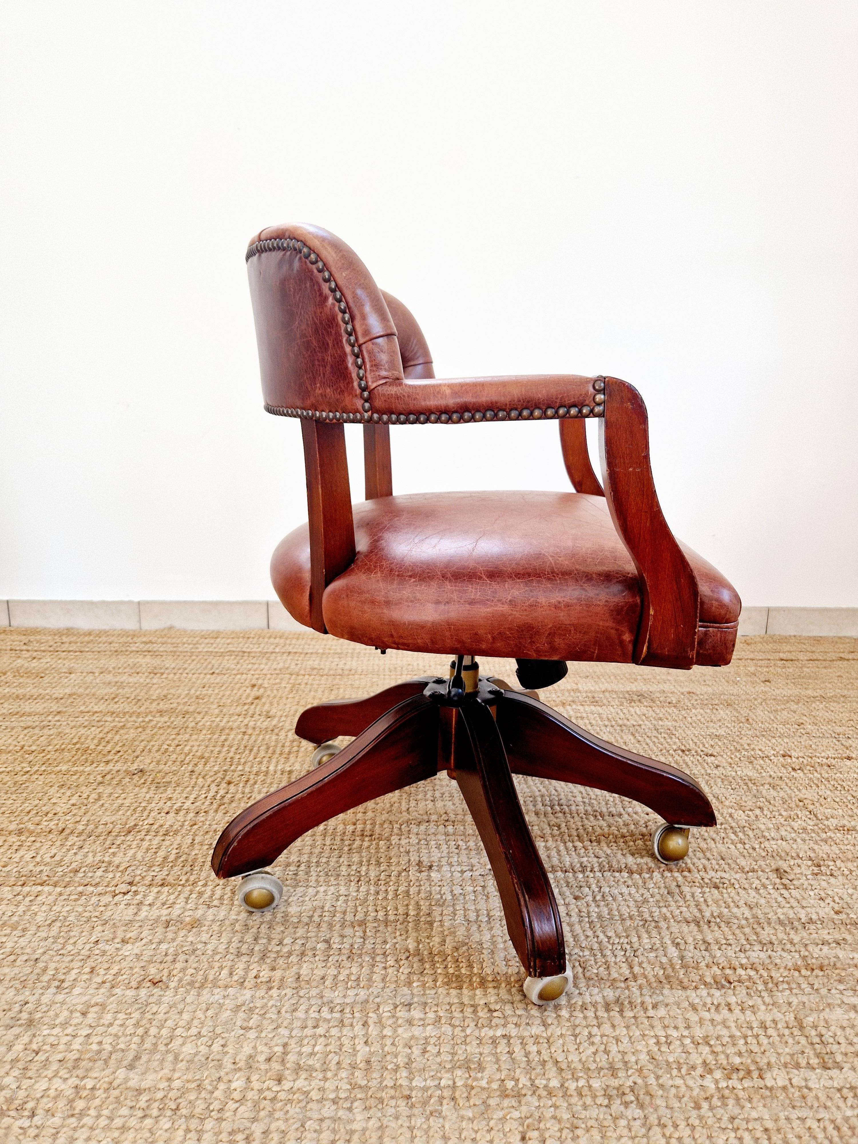 Chesterfield Style Wade Leather Office Chair For Sale 9