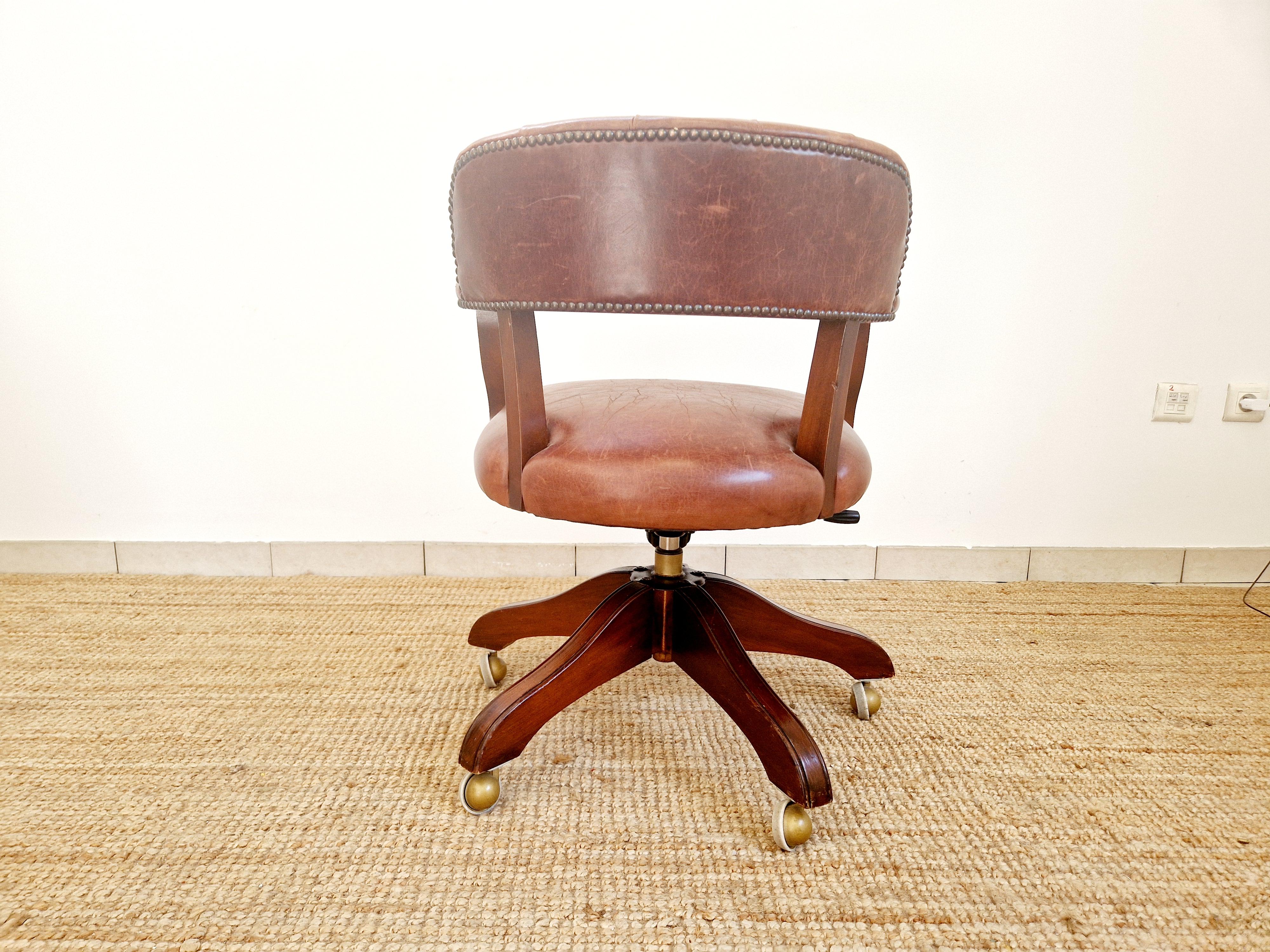 Chesterfield Style Wade Leather Office Chair For Sale 1