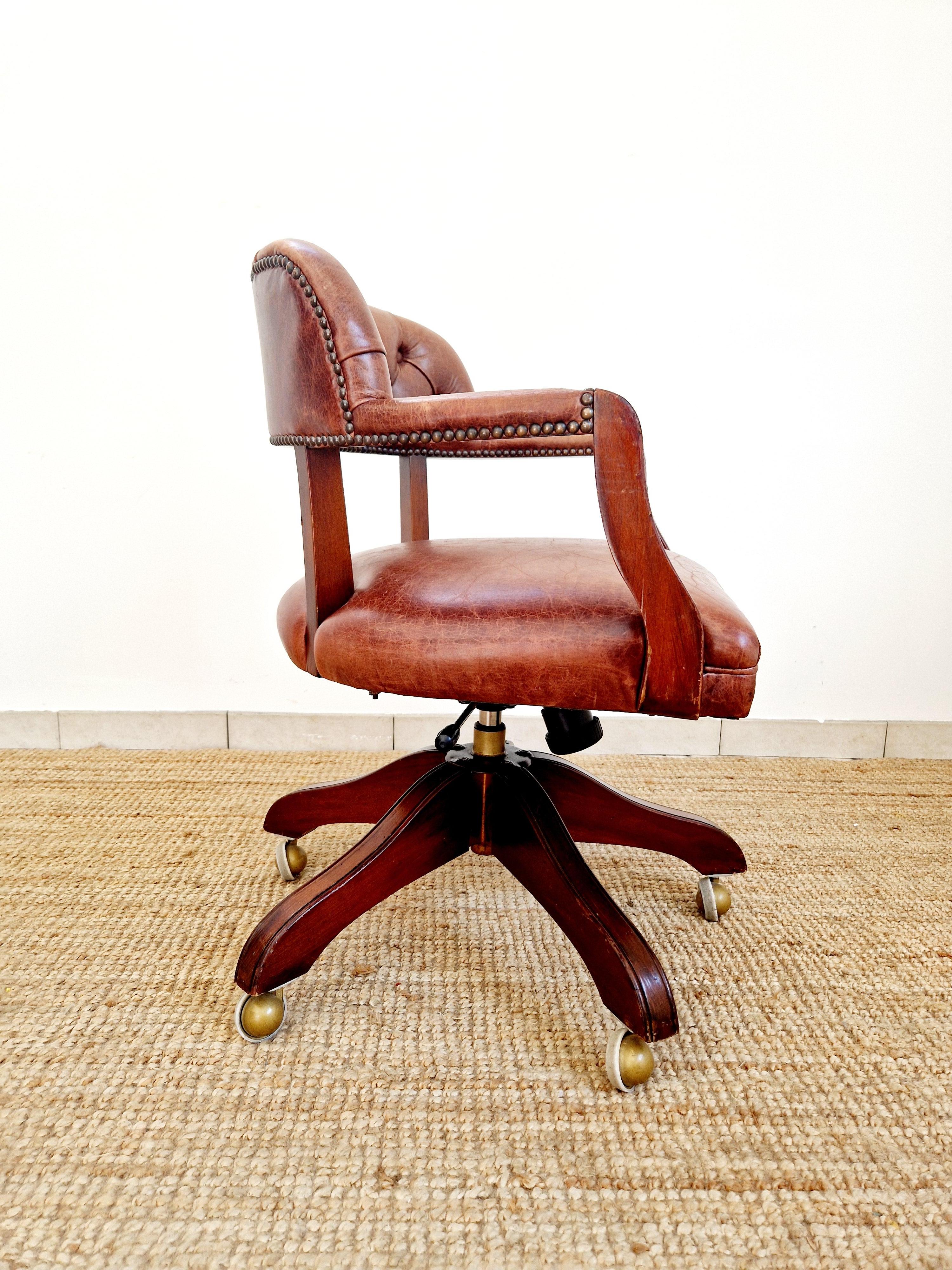 Chesterfield Style Wade Leather Office Chair For Sale 3
