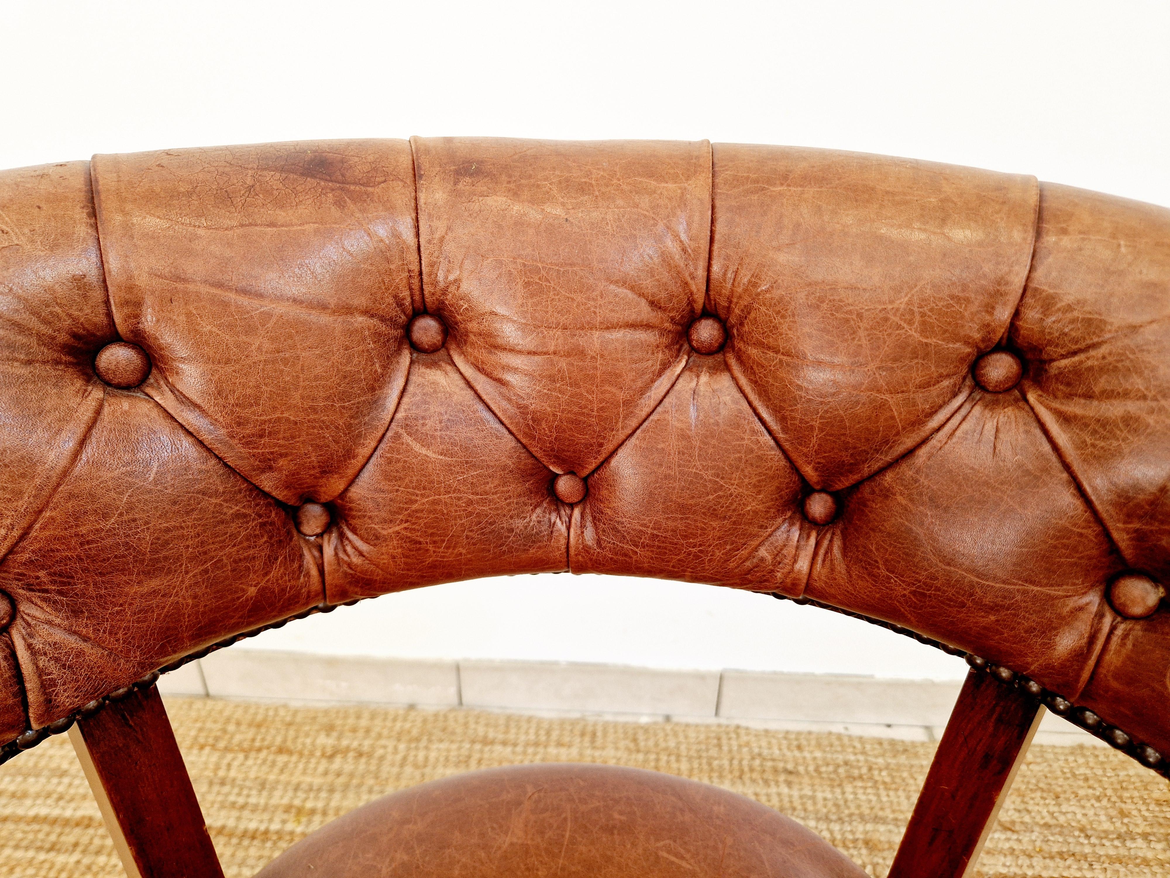 Chesterfield Style Wade Leather Office Chair For Sale 4