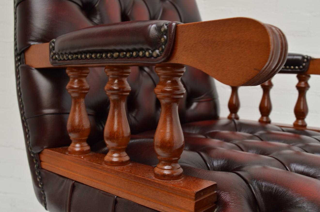 Leather Chesterfield Swivel Desk Chair For Sale