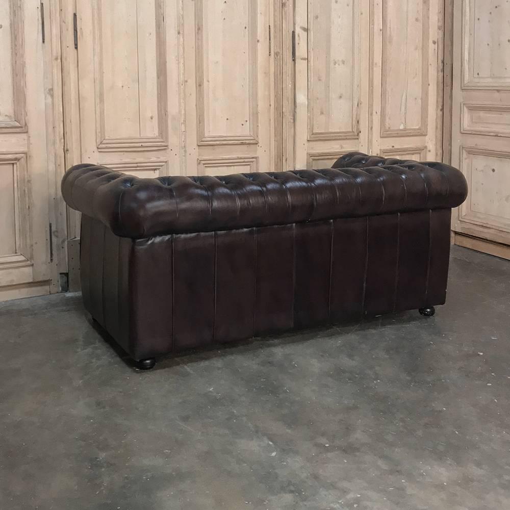 Chesterfield Three-Seat Brown Leather Sofa 5