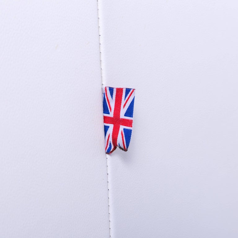 Chesterfield ThreeSeat Sofa White Leather Couch Vintage Retro Rivets