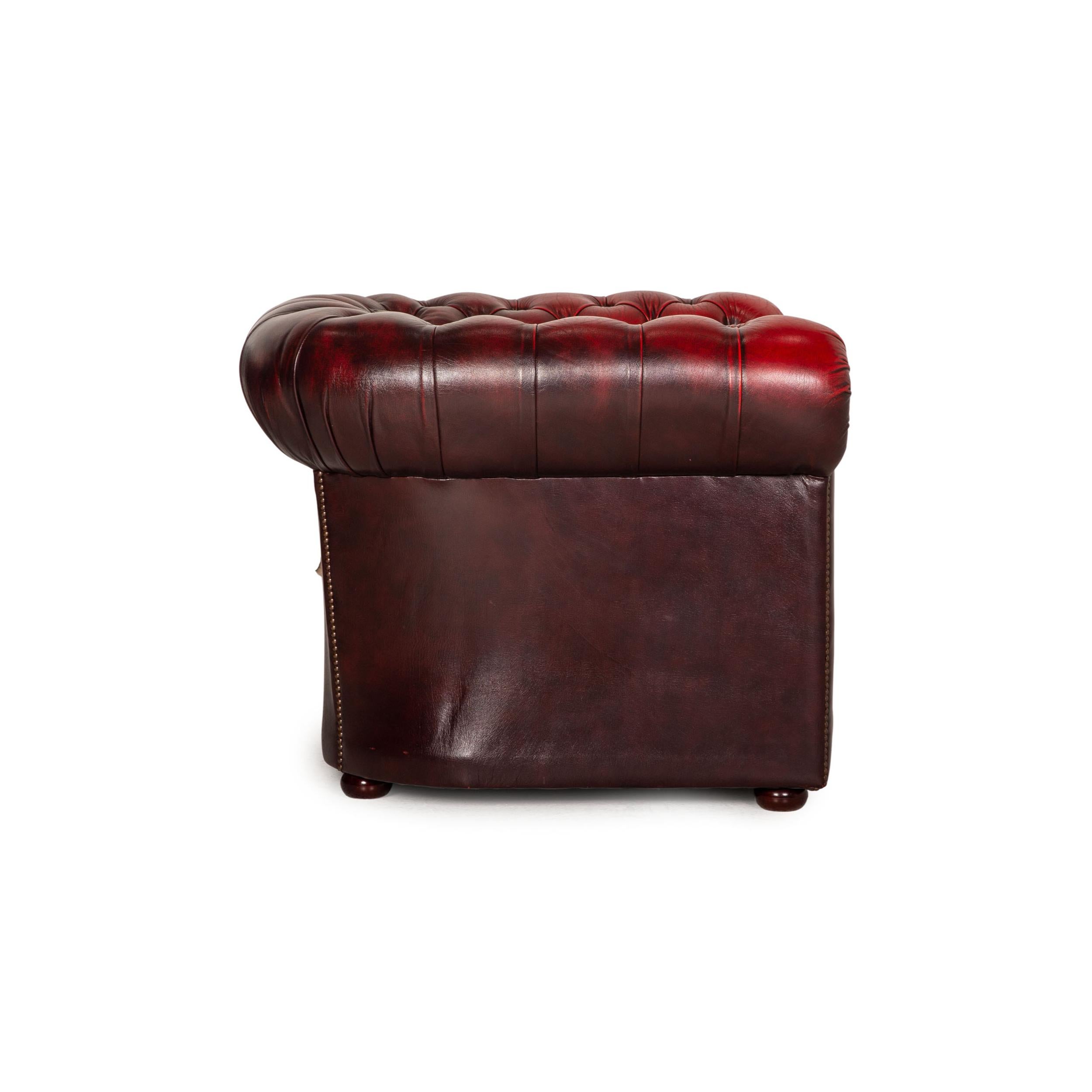 Chesterfield Tudor Leather Armchair Dark Red 2