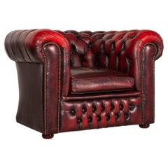 Chesterfield Tudor Leather Armchair Dark Red