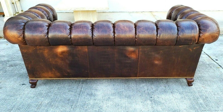 Chesterfield Tufted Distressed Leather, Wesley Hall Leather Sofa