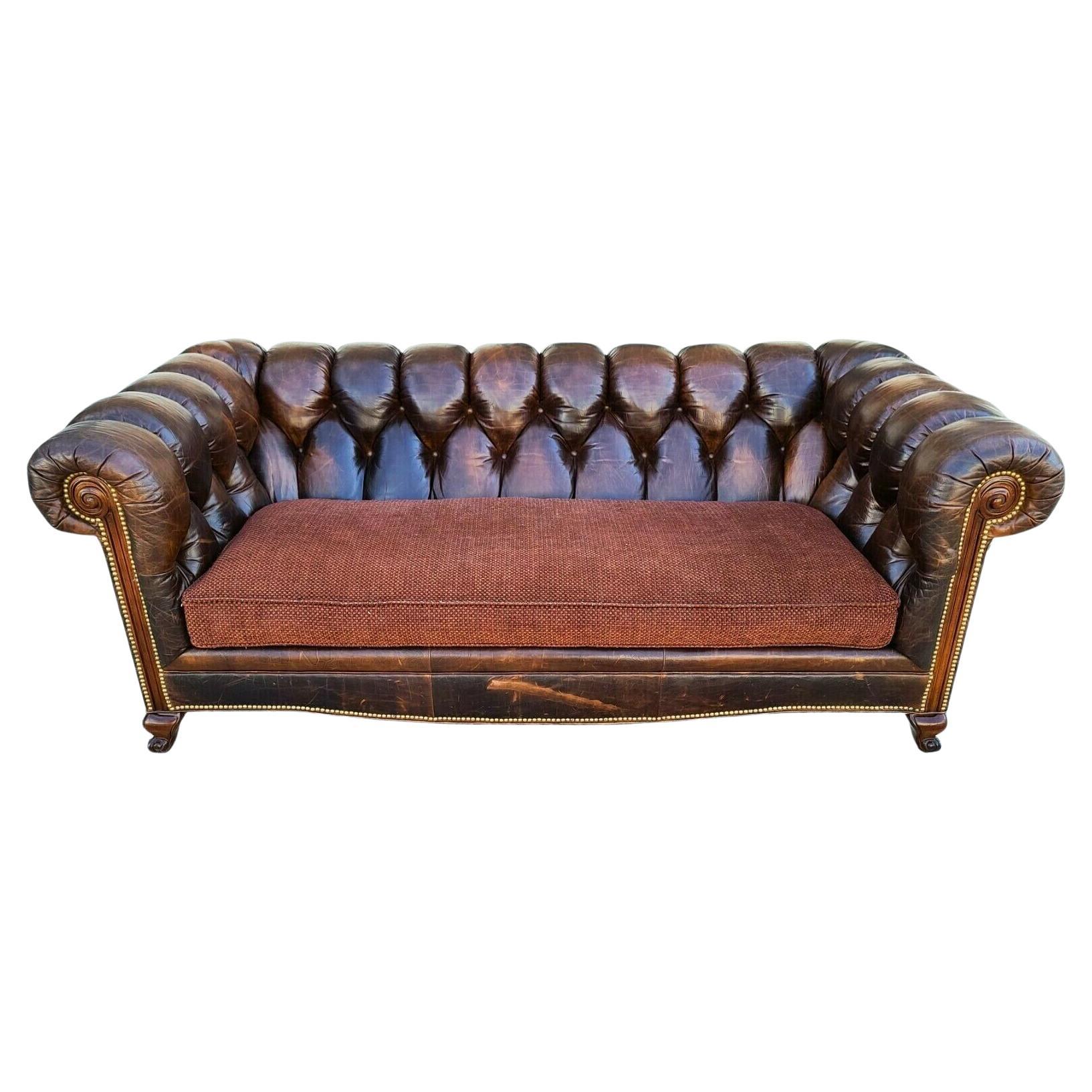 Chesterfield Tufted Distressed Leather Sofa by Wesley Hall