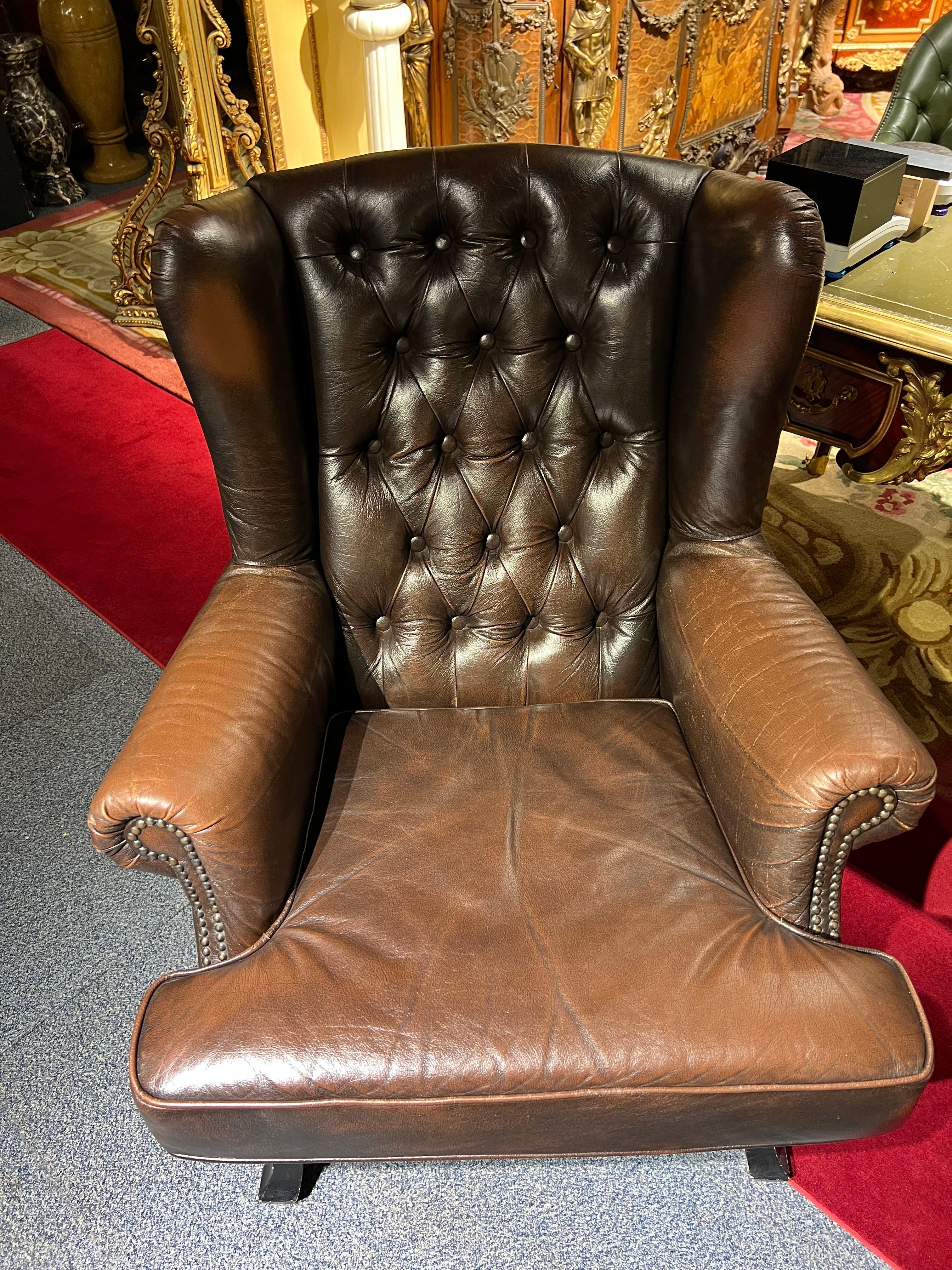 chesterfield chair and ottoman