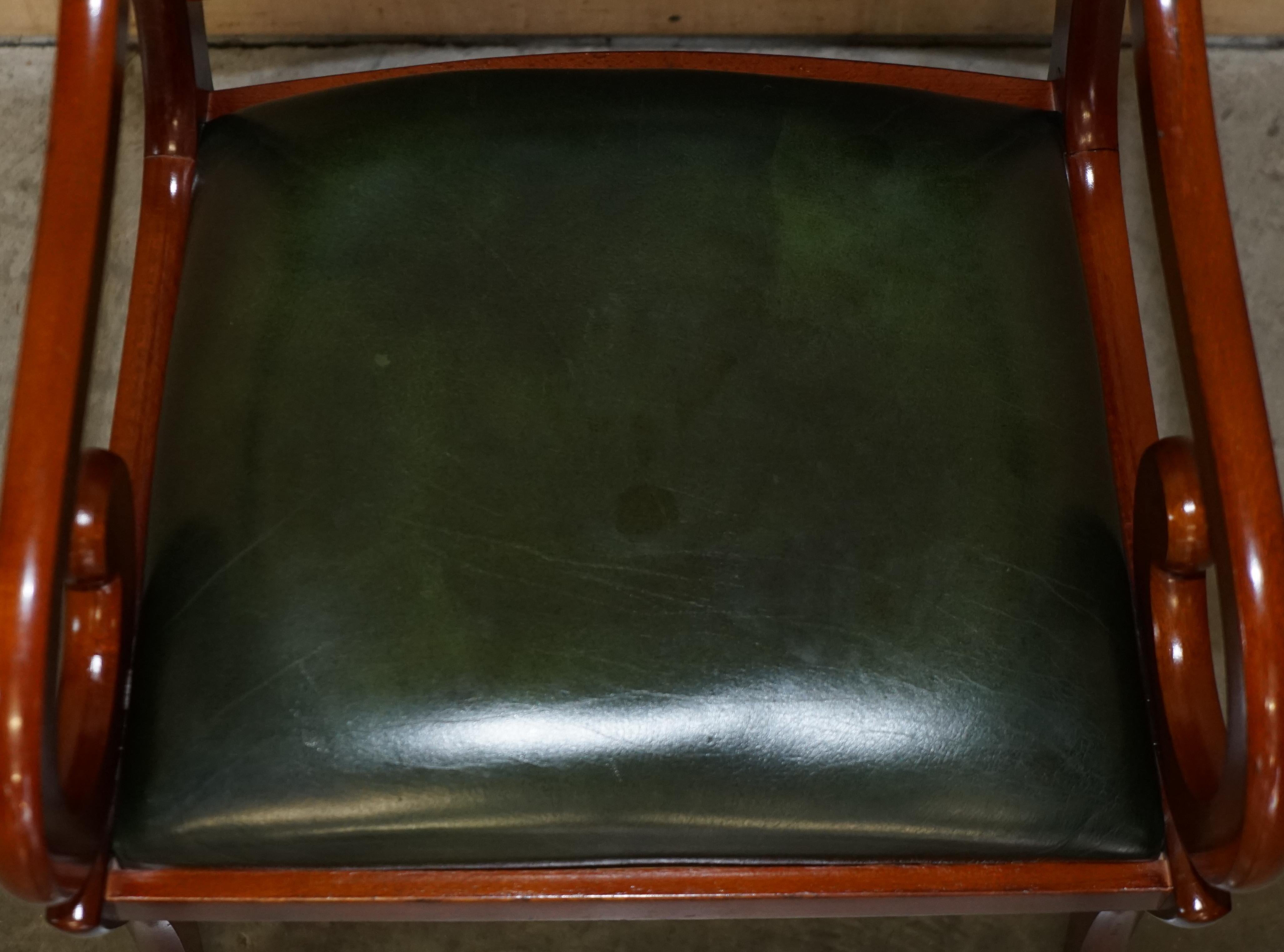 Chesterfield Tufted Green Leather Captains Directors Library Reading Desk Chair For Sale 5