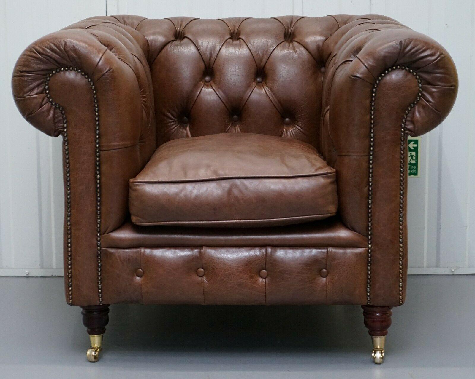 We are delighted to offer for this stunning Heritage brown leather Chesterfield armchair

This armchair is part of a suite, this listing is for the chair only, I have the matching 3-4-seat sofa and 2-3-seat sofa listed under my other items