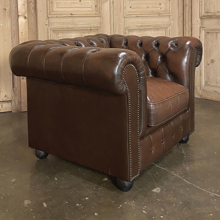 Chesterfield Tufted Leather Armchair For Sale at 1stDibs