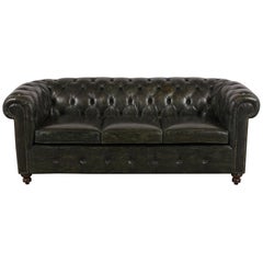 Retro Chesterfield Tufted Leather Sofa