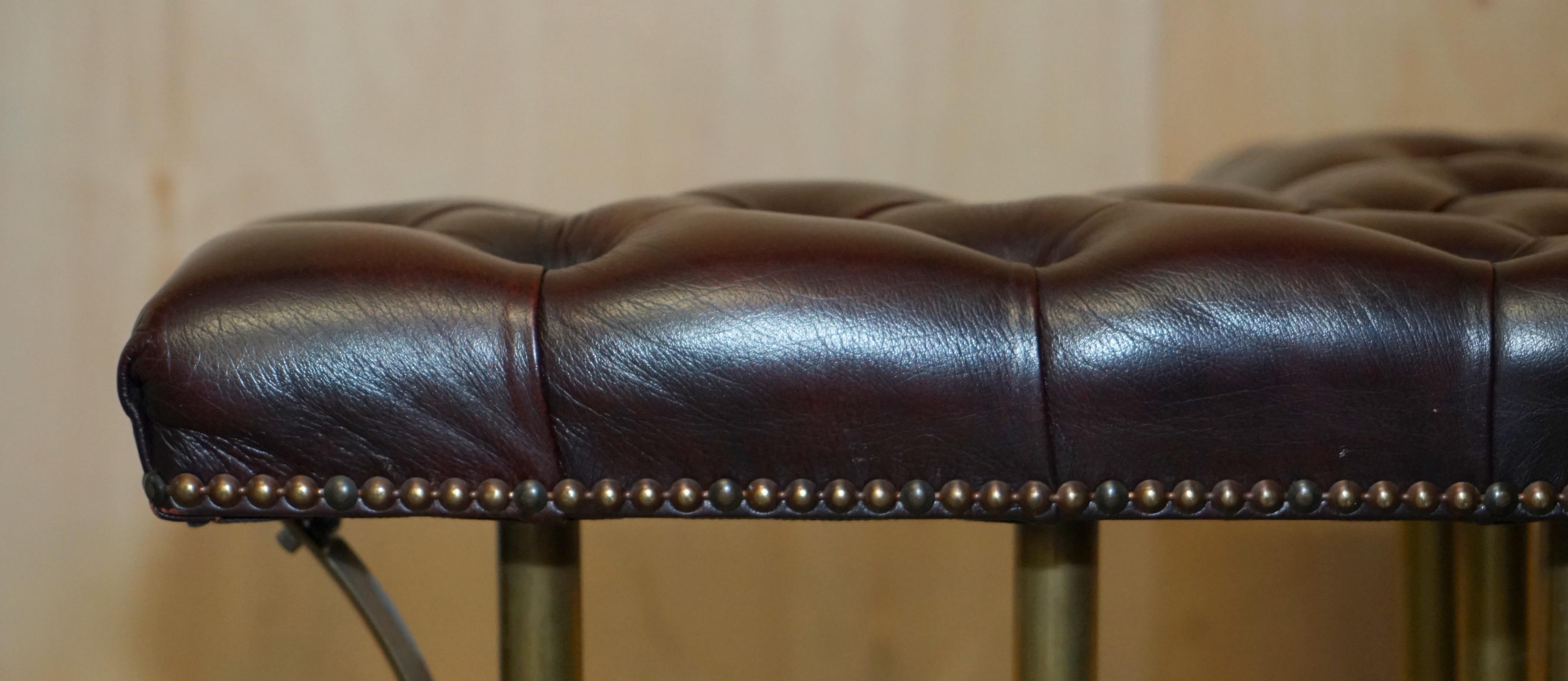 CHESTERFIELD TUFTED OXBLOOD LEATHER SOLID BRASS ANTiQUE VICTORIAN CLUB FENDER 5