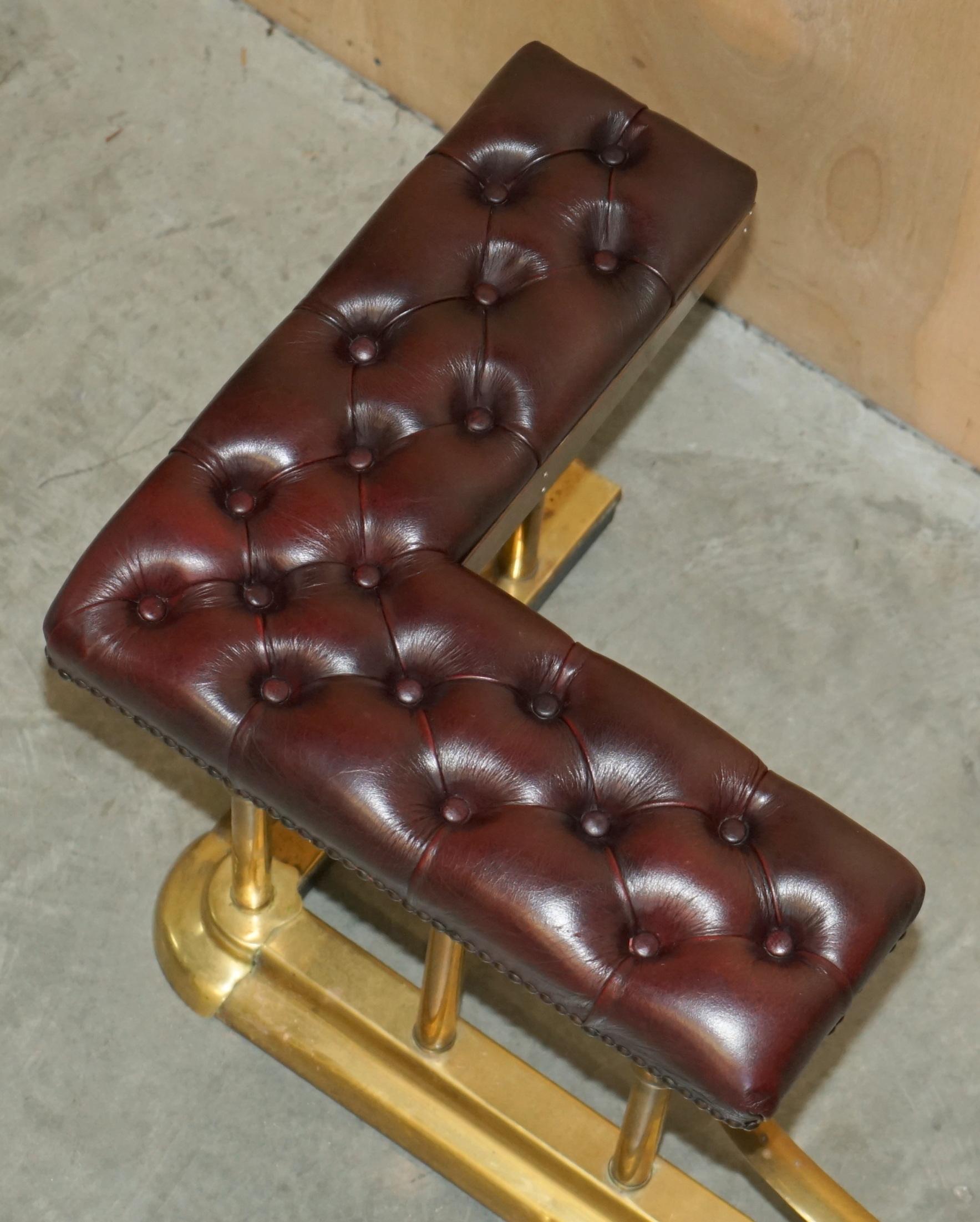CHESTERFIELD TUFTED OXBLOOD LEATHER SOLID BRASS ANTiQUE VICTORIAN CLUB FENDER 8