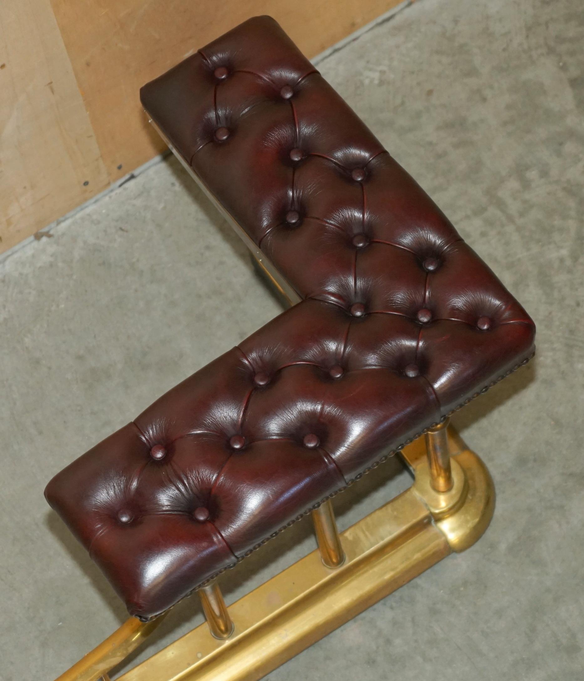 CHESTERFIELD TUFTED OXBLOOD LEATHER SOLID BRASS ANTiQUE VICTORIAN CLUB FENDER 9