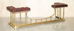 CHESTERFIELD TUFTED OXBLOOD LEATHER SOLID BRASS ANTiQUE VICTORIAN CLUB FENDER
