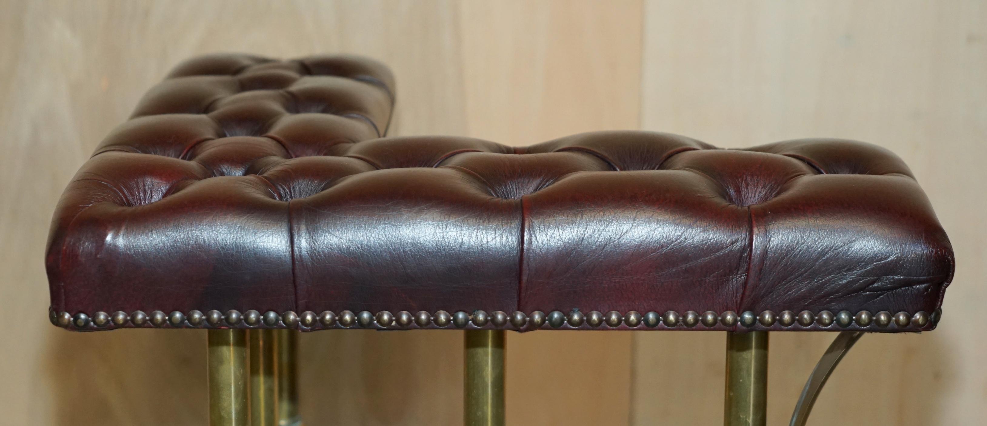 Hand-Crafted CHESTERFIELD TUFTED OXBLOOD LEATHER SOLID BRASS ANTiQUE VICTORIAN CLUB FENDER