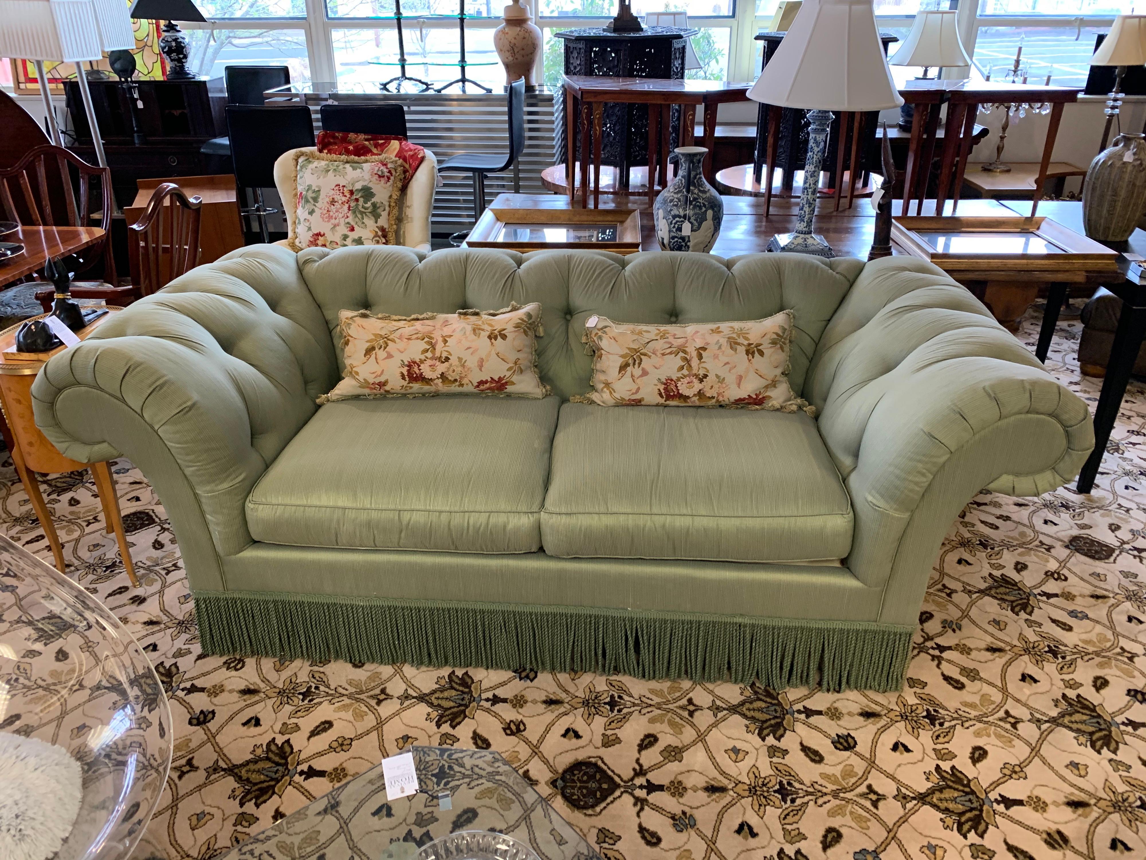 olive green chesterfield sofa