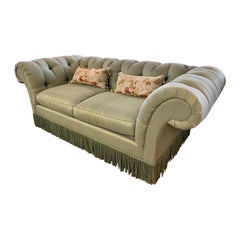 Vintage Chesterfield Tufted Sofa Olive Green