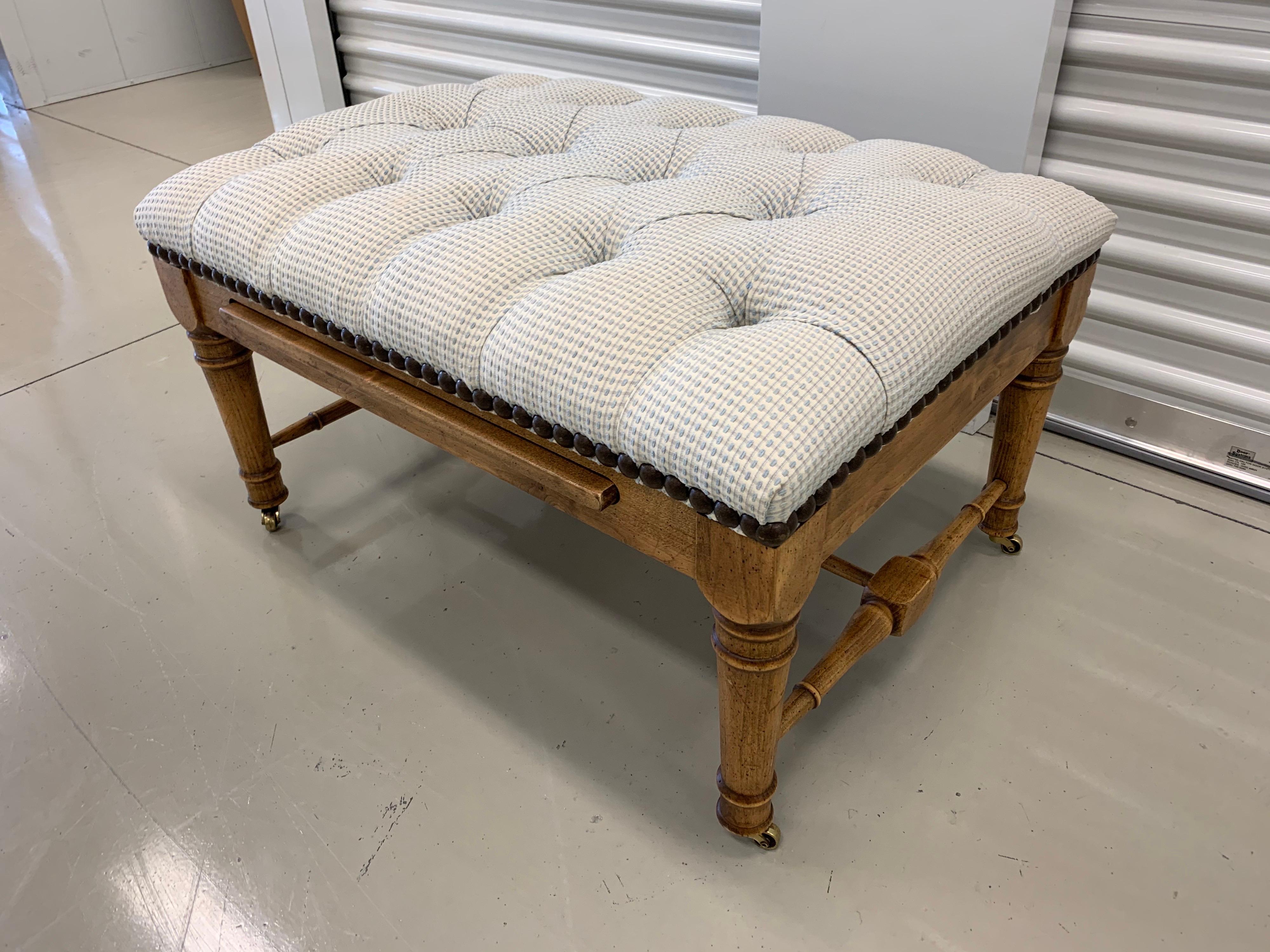 20th Century Chesterfield Tufted Dual Ottoman Coffee Table Bench