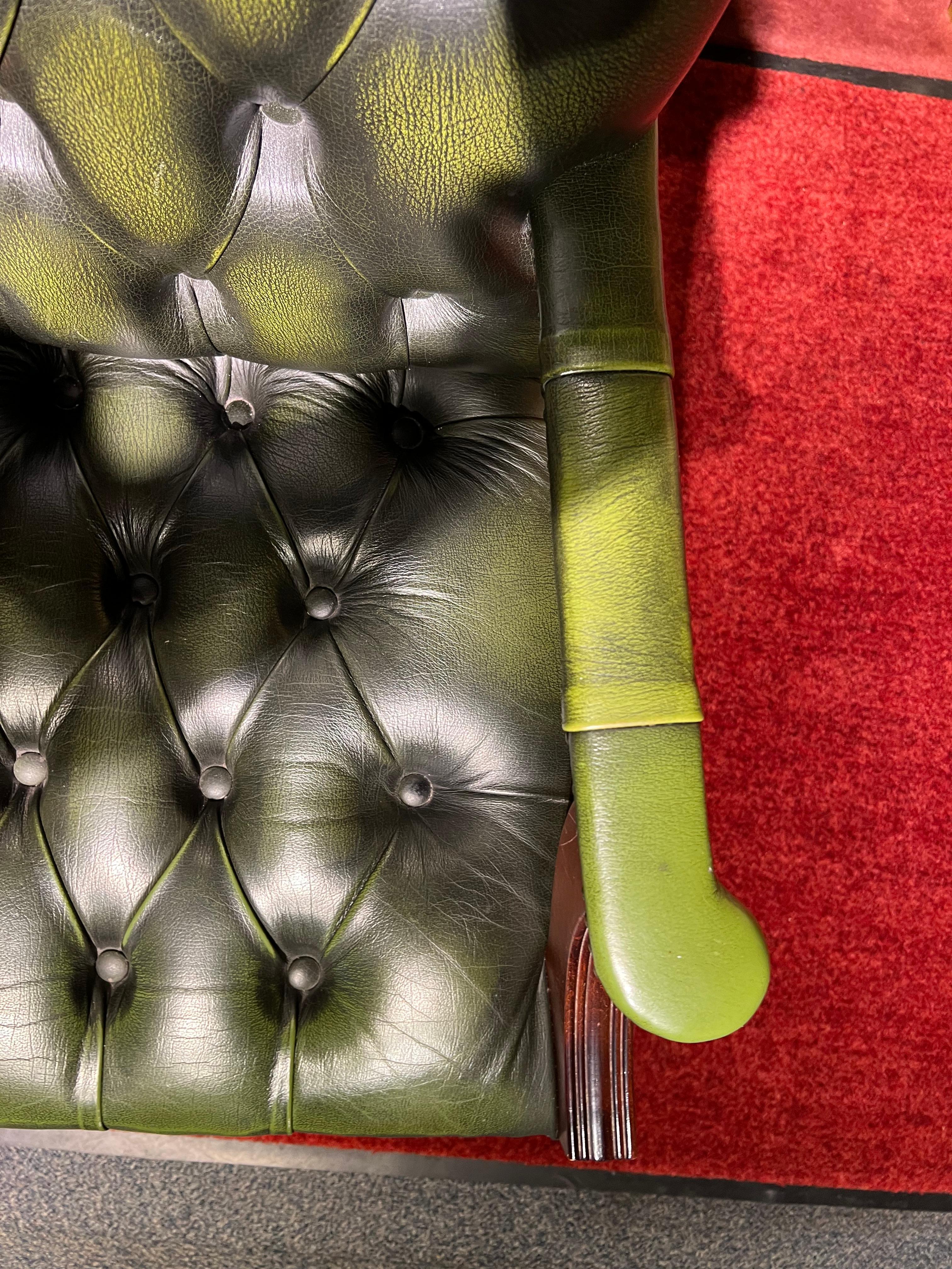 Chesterfield Vintage Captain's Office Chair in Green Leather 4