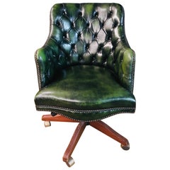 Chesterfield Vintage Green Leather Captains Directors Office Chair