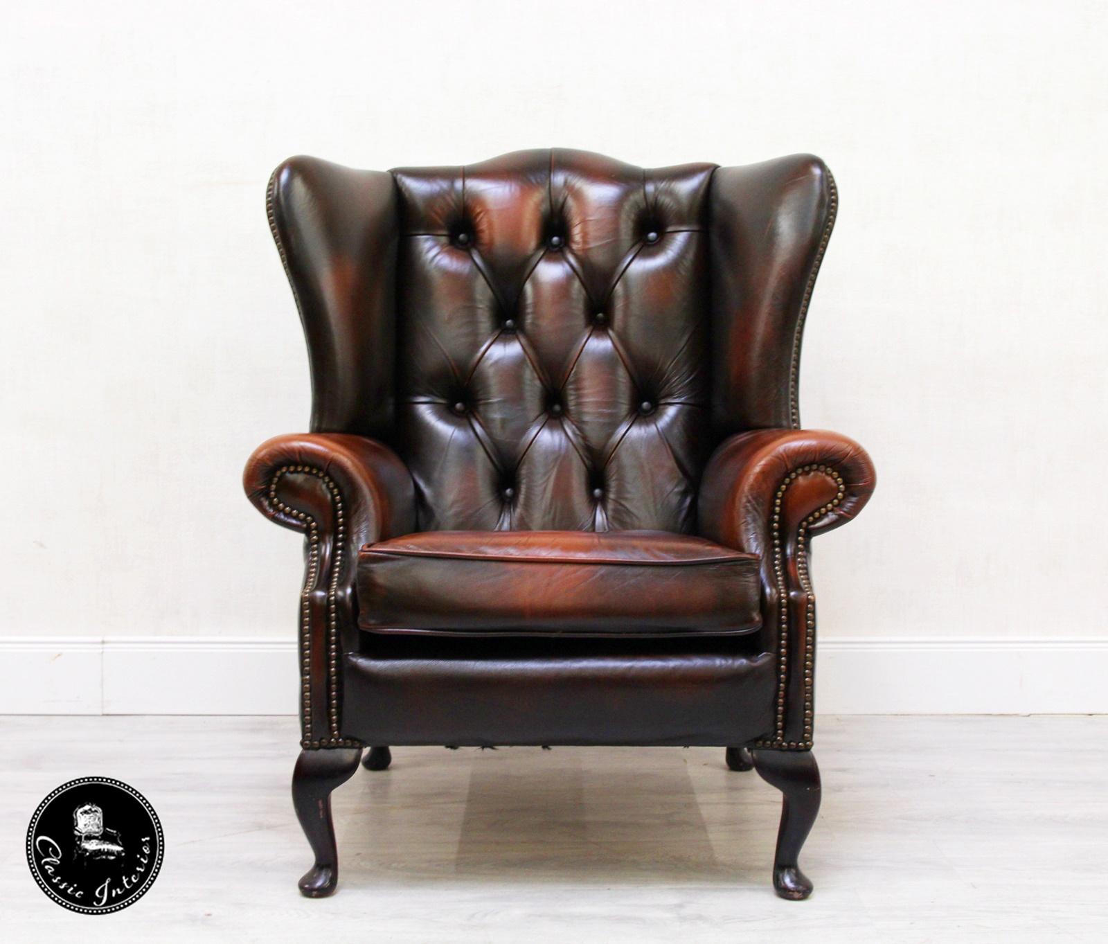 Chesterfield Wing Chair Armchair Recliner Antique 6