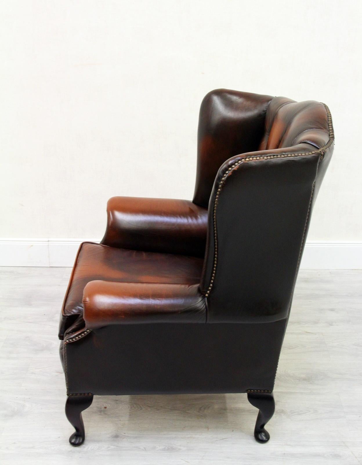 Chesterfield Wing Chair Armchair Recliner Antique 11