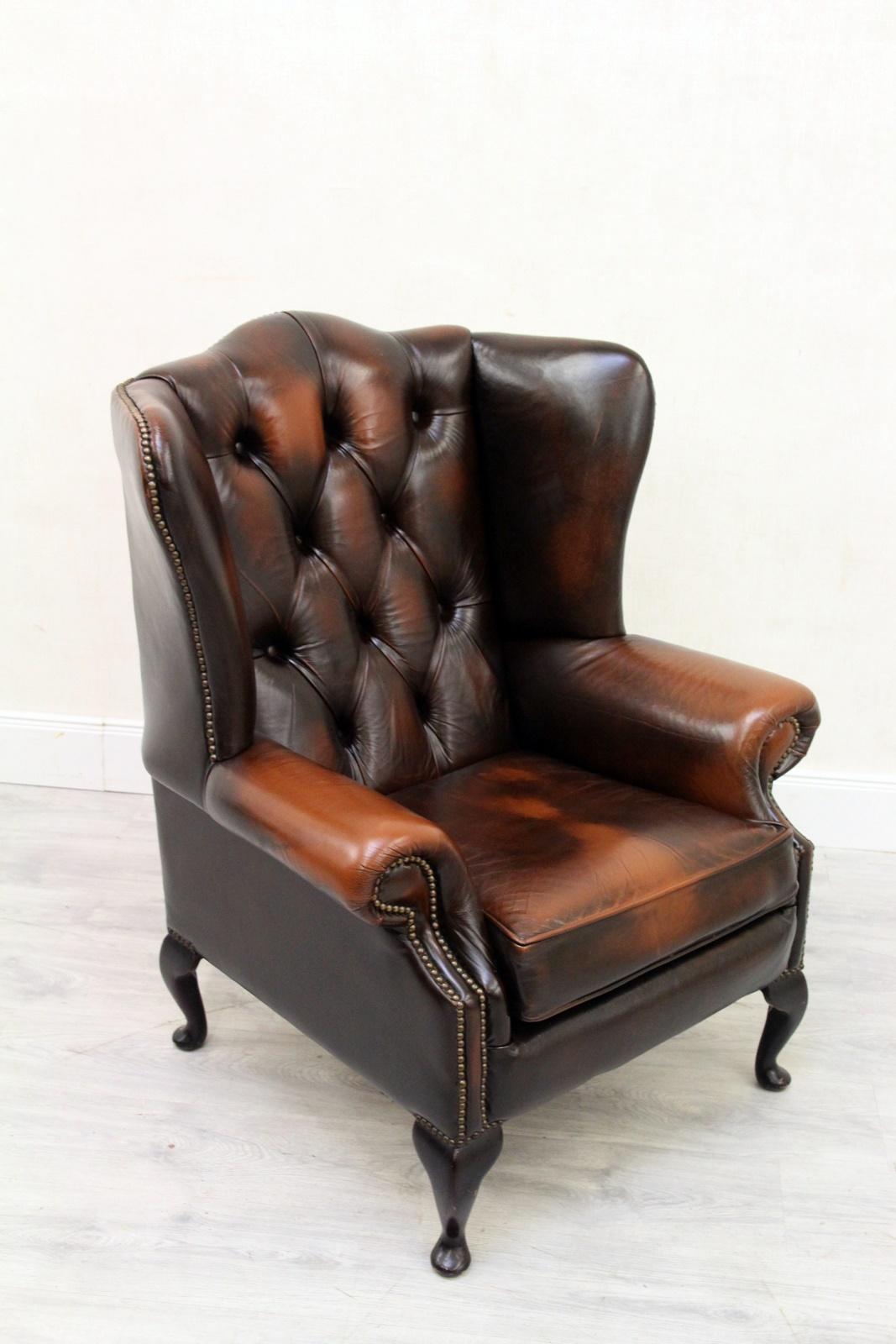 Late 20th Century Chesterfield Wing Chair Armchair Recliner Antique