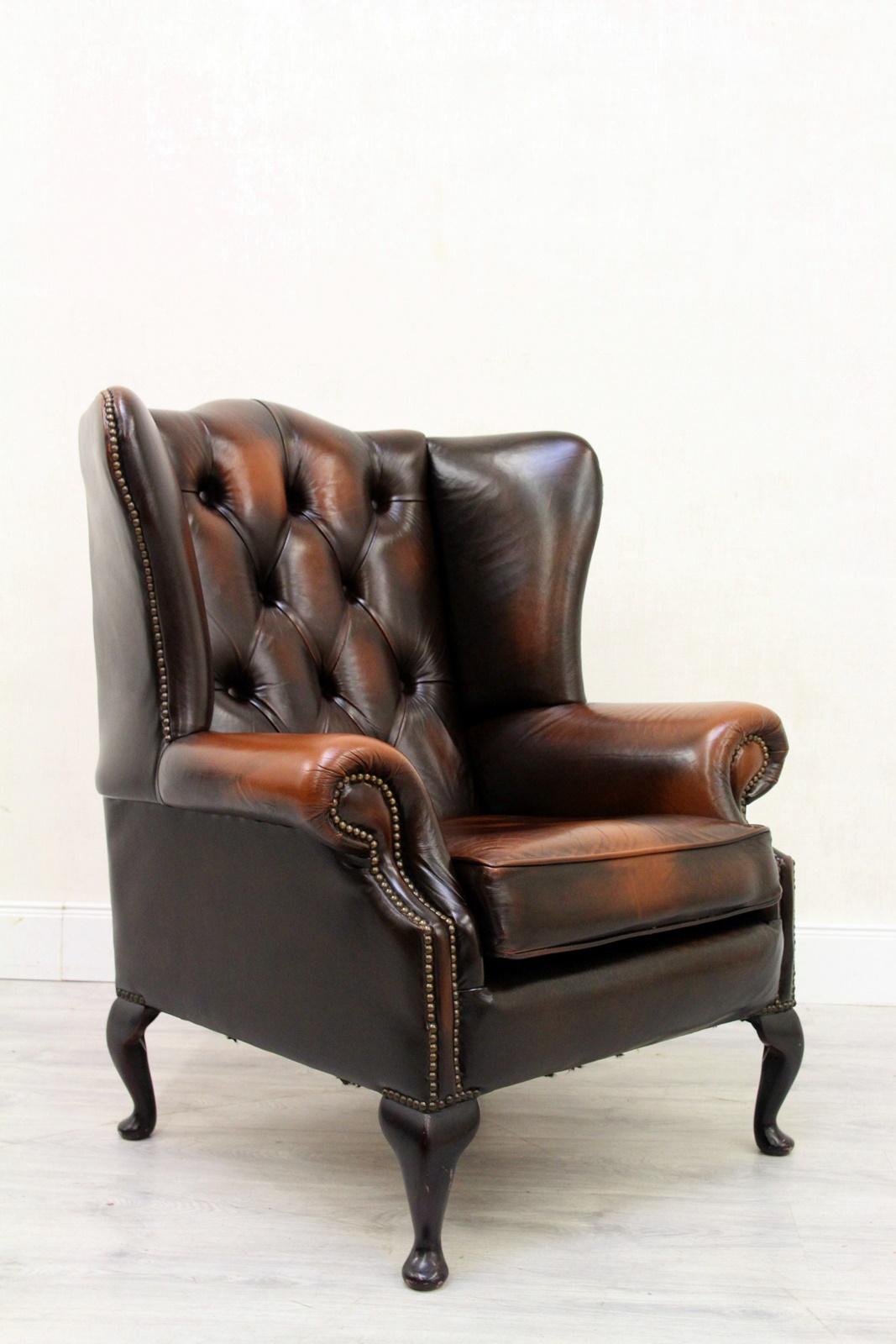 Chesterfield Wing Chair Armchair Recliner Antique 1