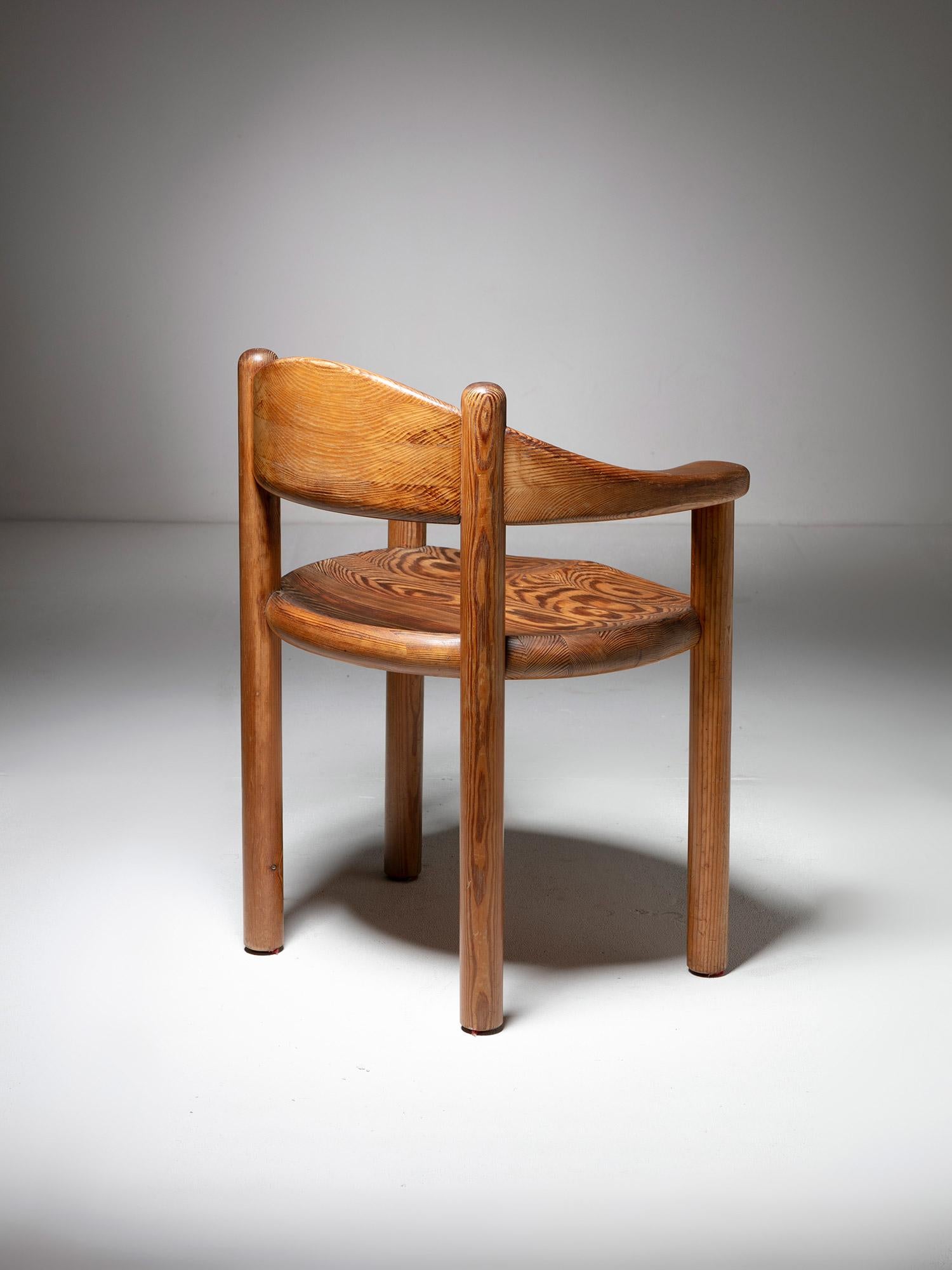 French Chestnut 60's Studio Armchair in the style of Alexandre Noll For Sale