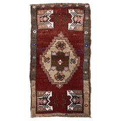 Kastanienbrauner anatolischer Yastik / Mini-Teppich - • Vintage Türkische Badematte / Fußmatte - • 2′×3′