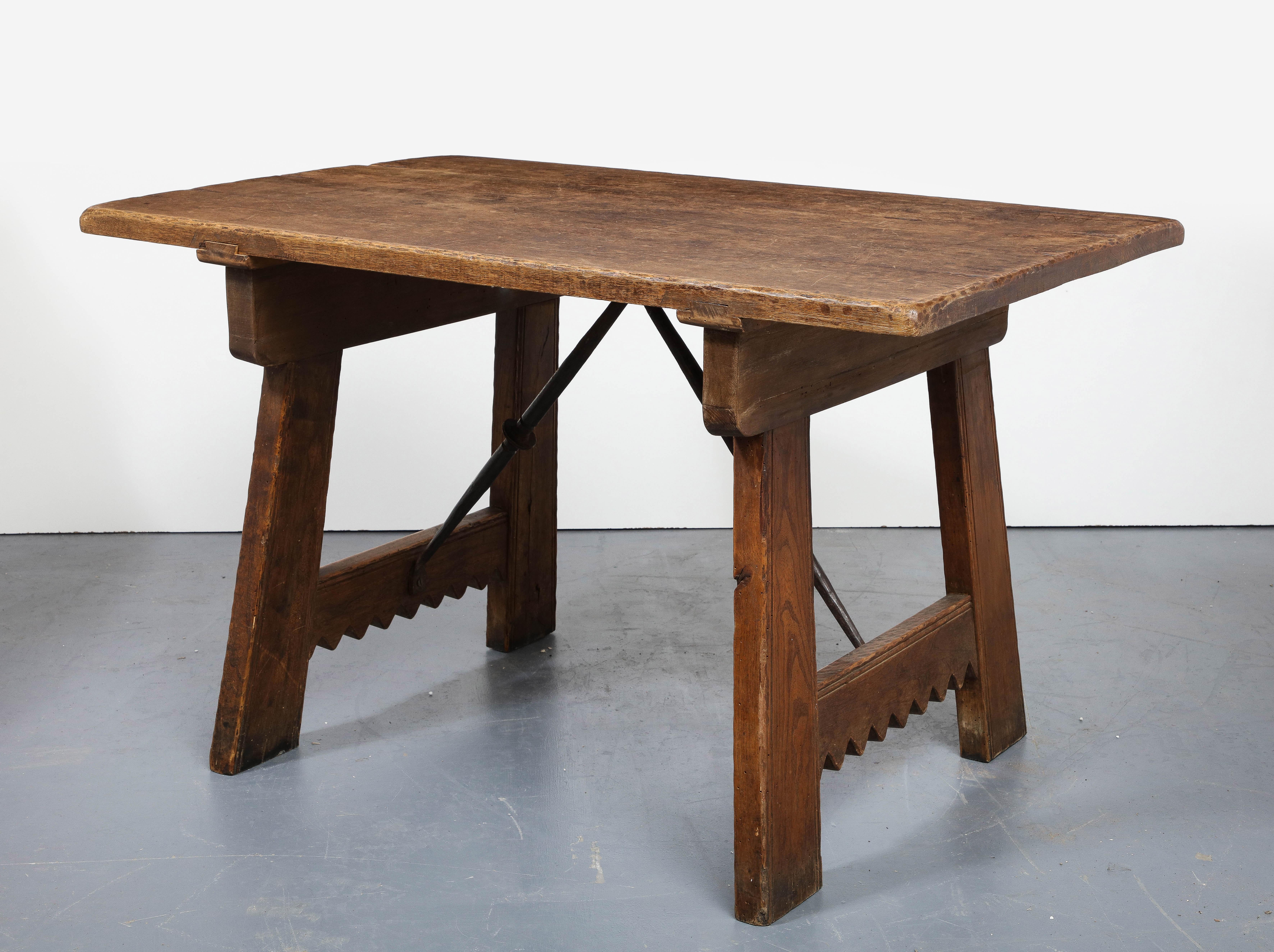 Rustic Chestnut and Elm Table, Spain, circa 1910 For Sale