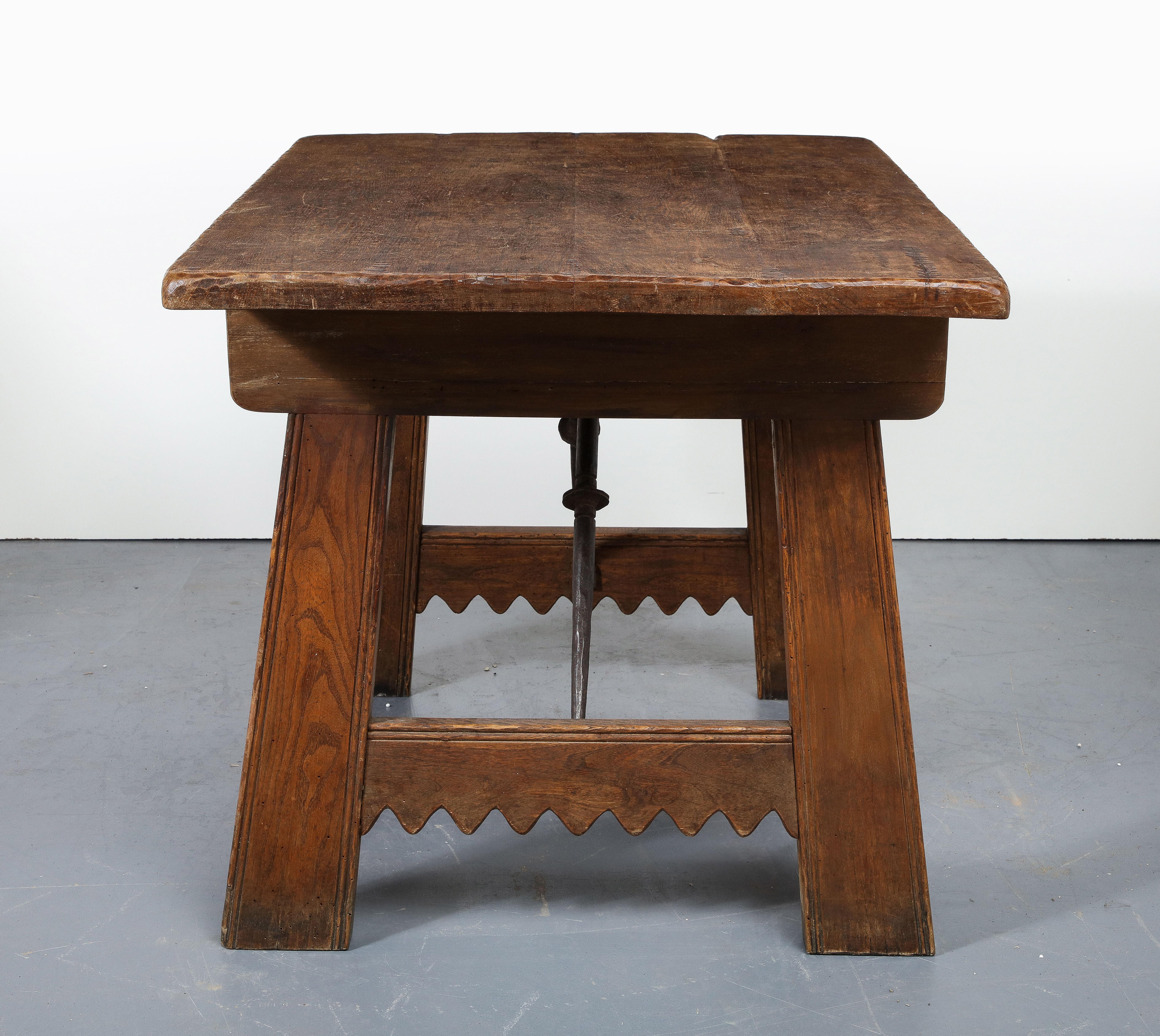 Metal Chestnut and Elm Table, Spain, circa 1910 For Sale