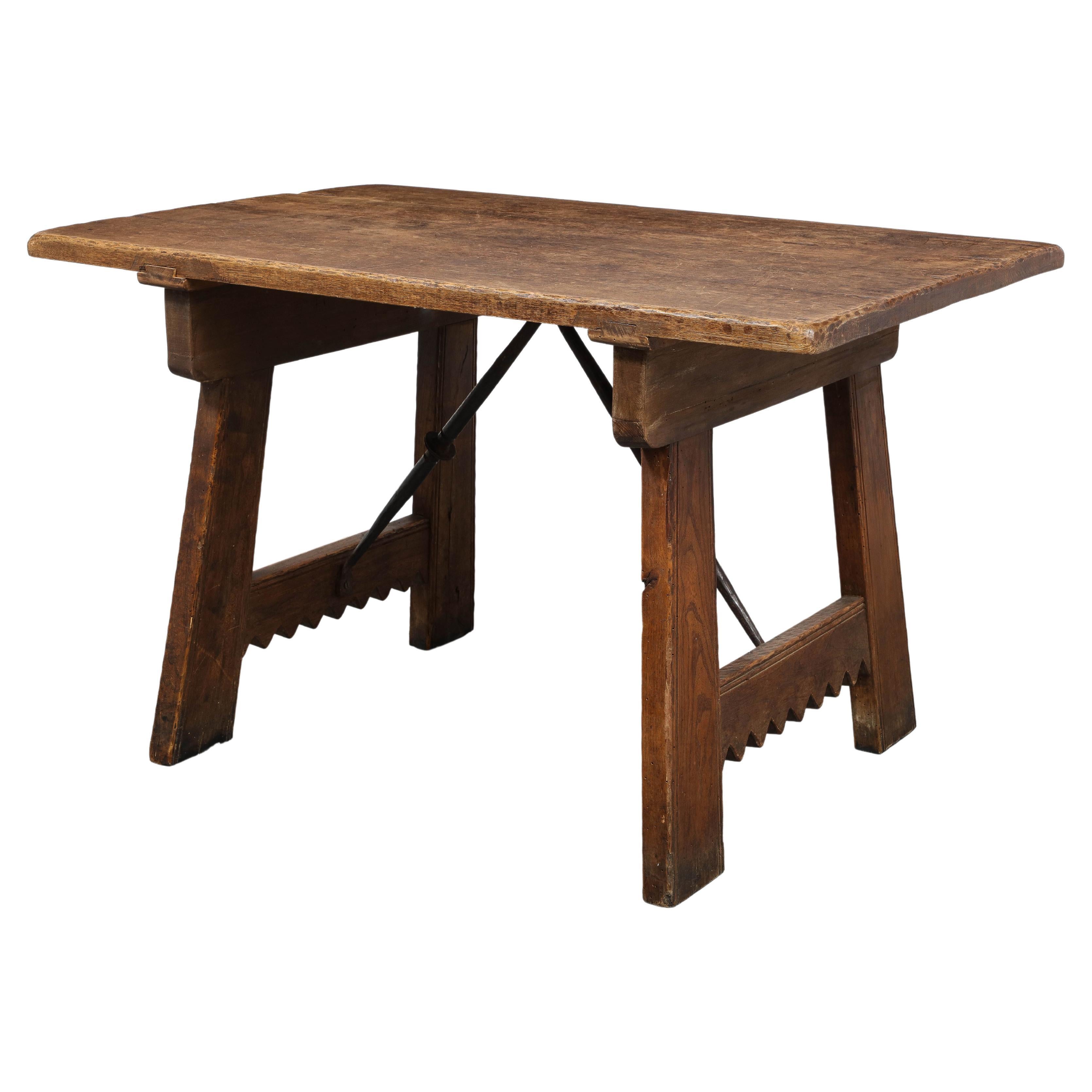 Chestnut and Elm Table, Spain, circa 1910 For Sale