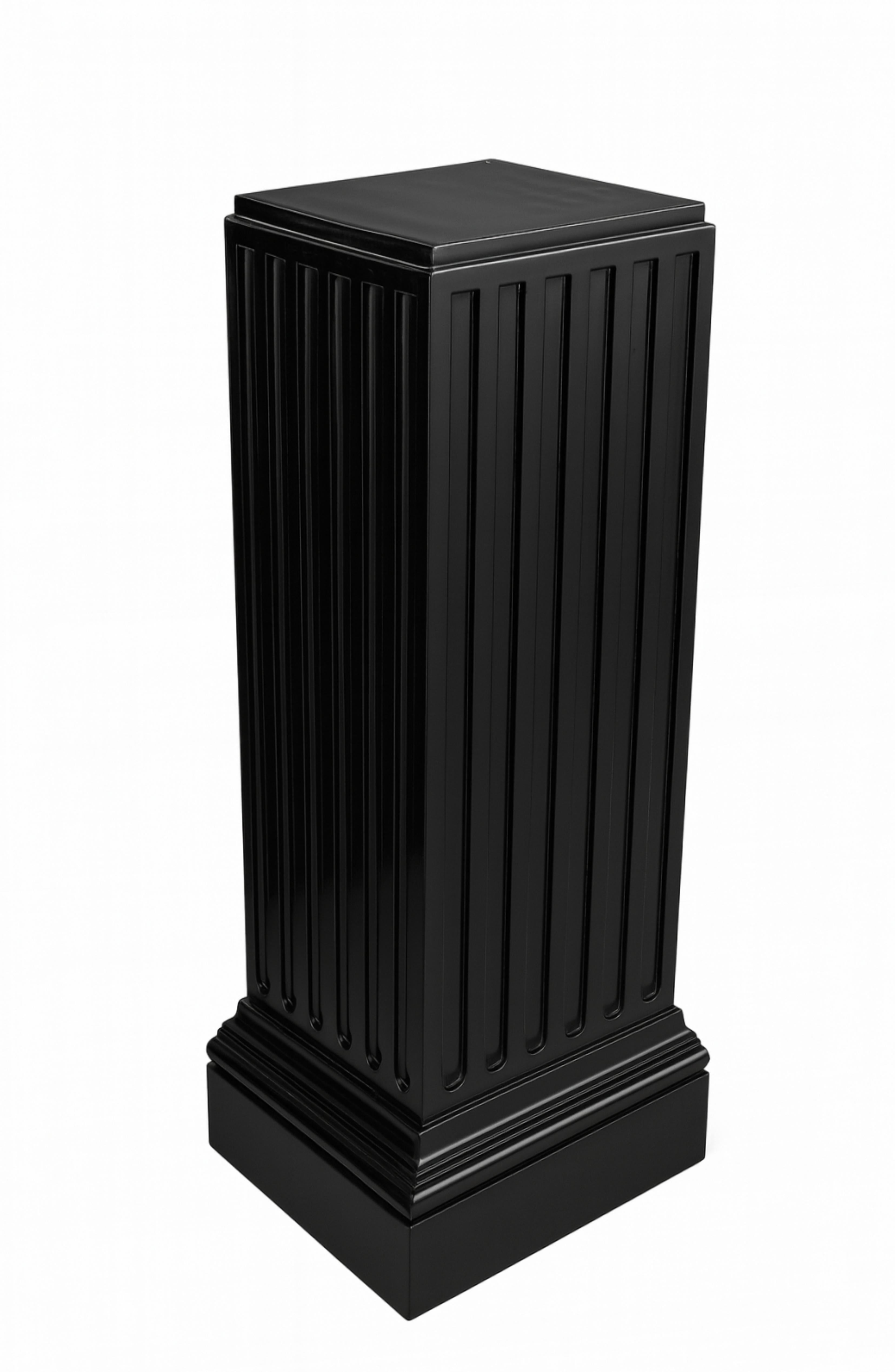 Chestnut Black Lacquer Column Pedestal, Neoclassical Style, 20th Century For Sale 1