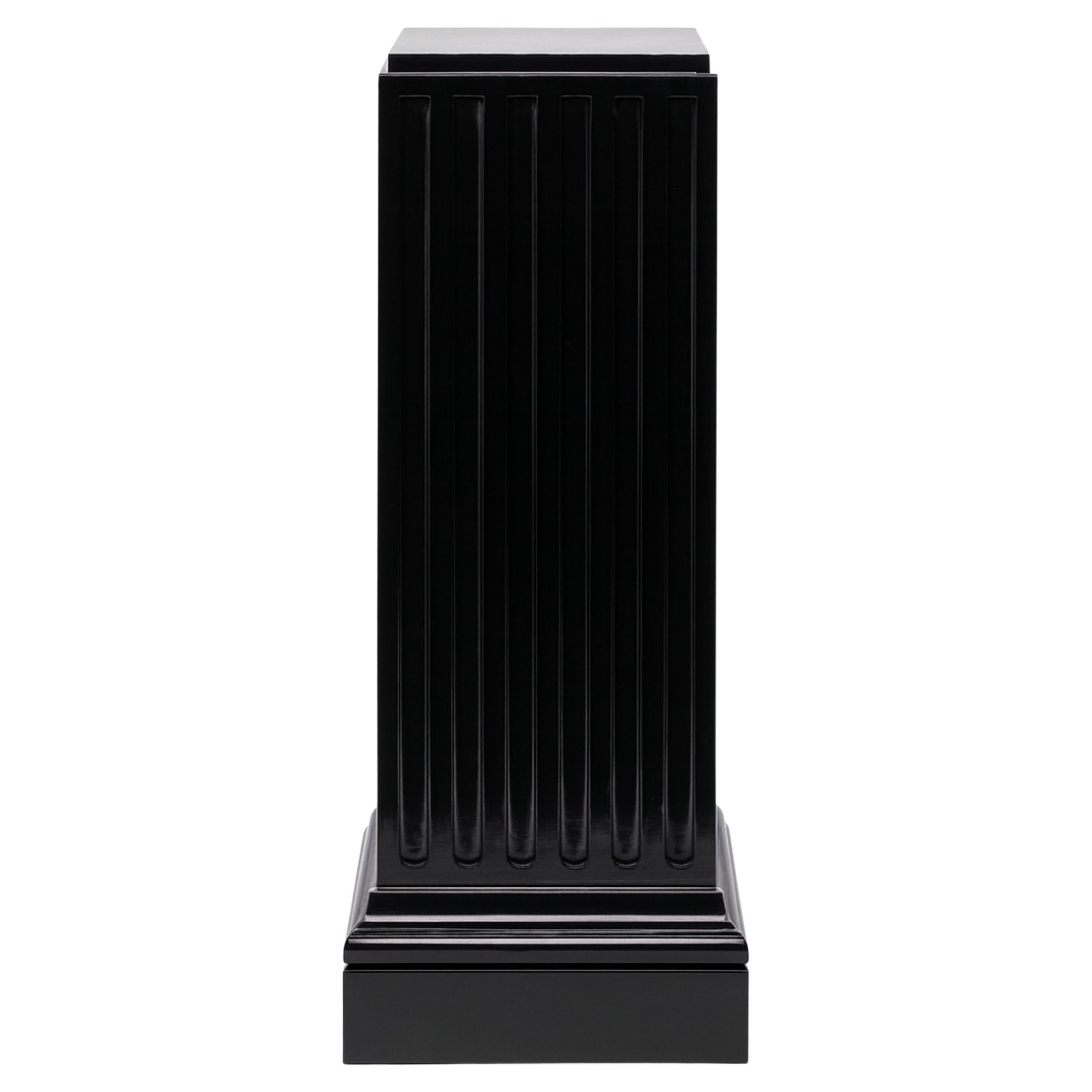 Chestnut Black Lacquer Column Pedestal, Neoclassical Style, 20th Century