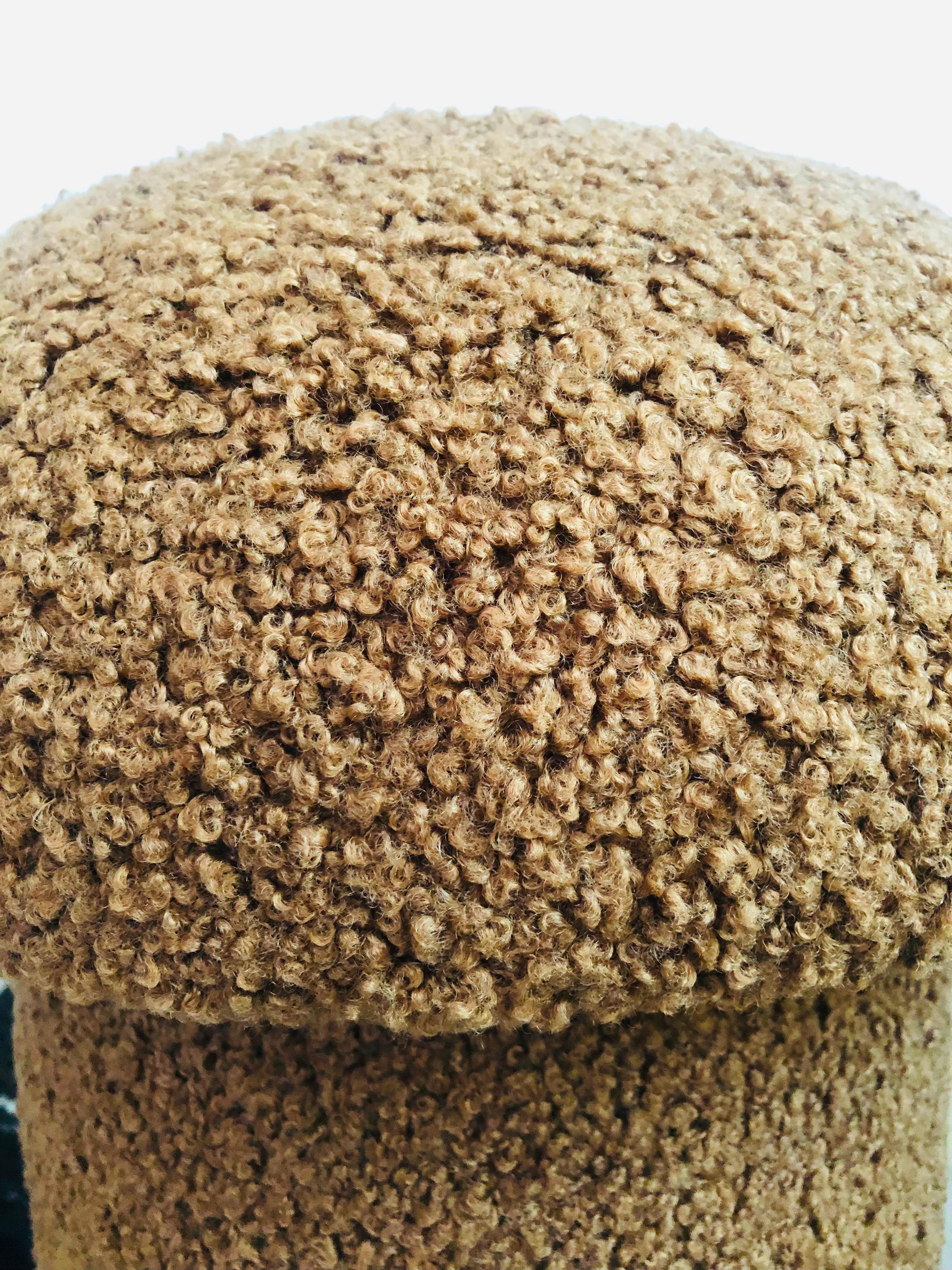 brown boucle ottoman