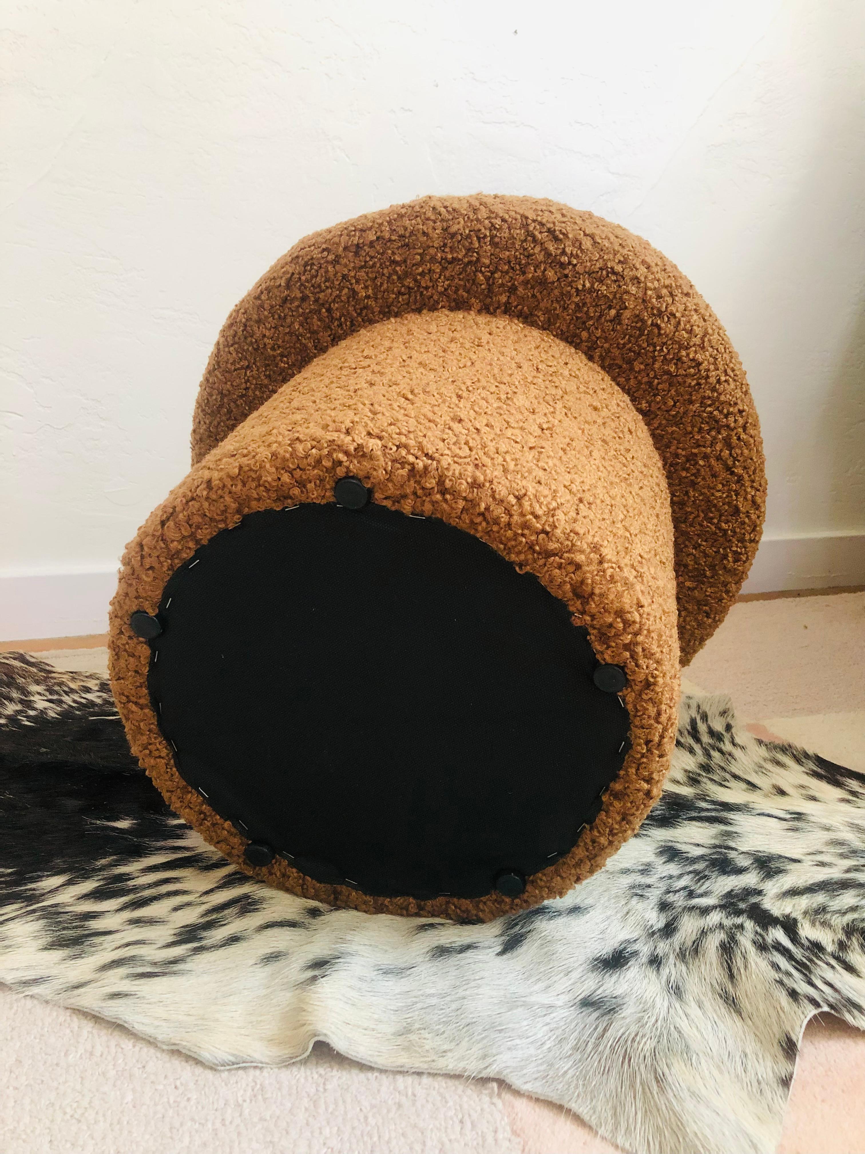 American Mushroom Ottoman in Chestnut Brown Boucle
